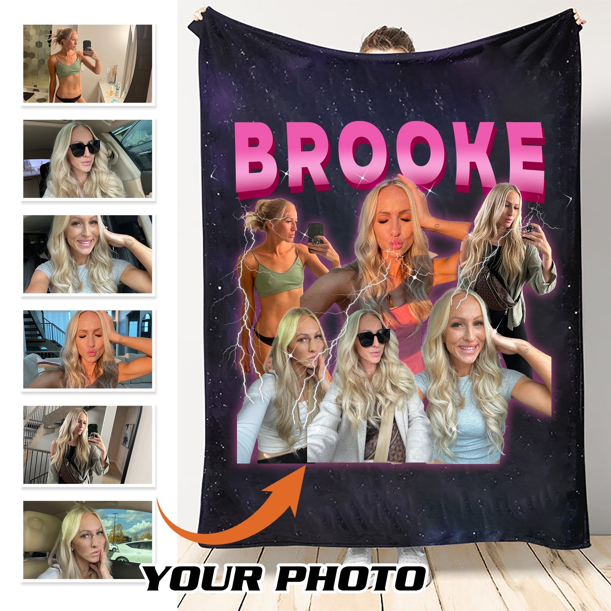 Custom Personalized Photo Vintage Rap Blanket, Gift for Girlfriend & Boyfriend