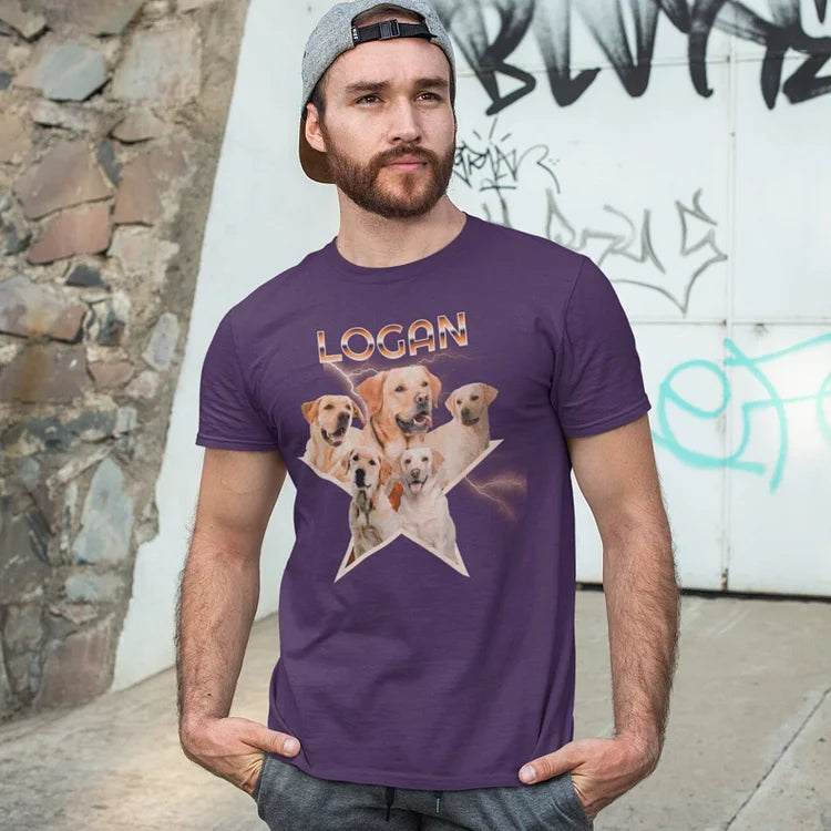 Custom 90s Vintage Pet Shirt with Photo and Name for Dog & Cat Lovers