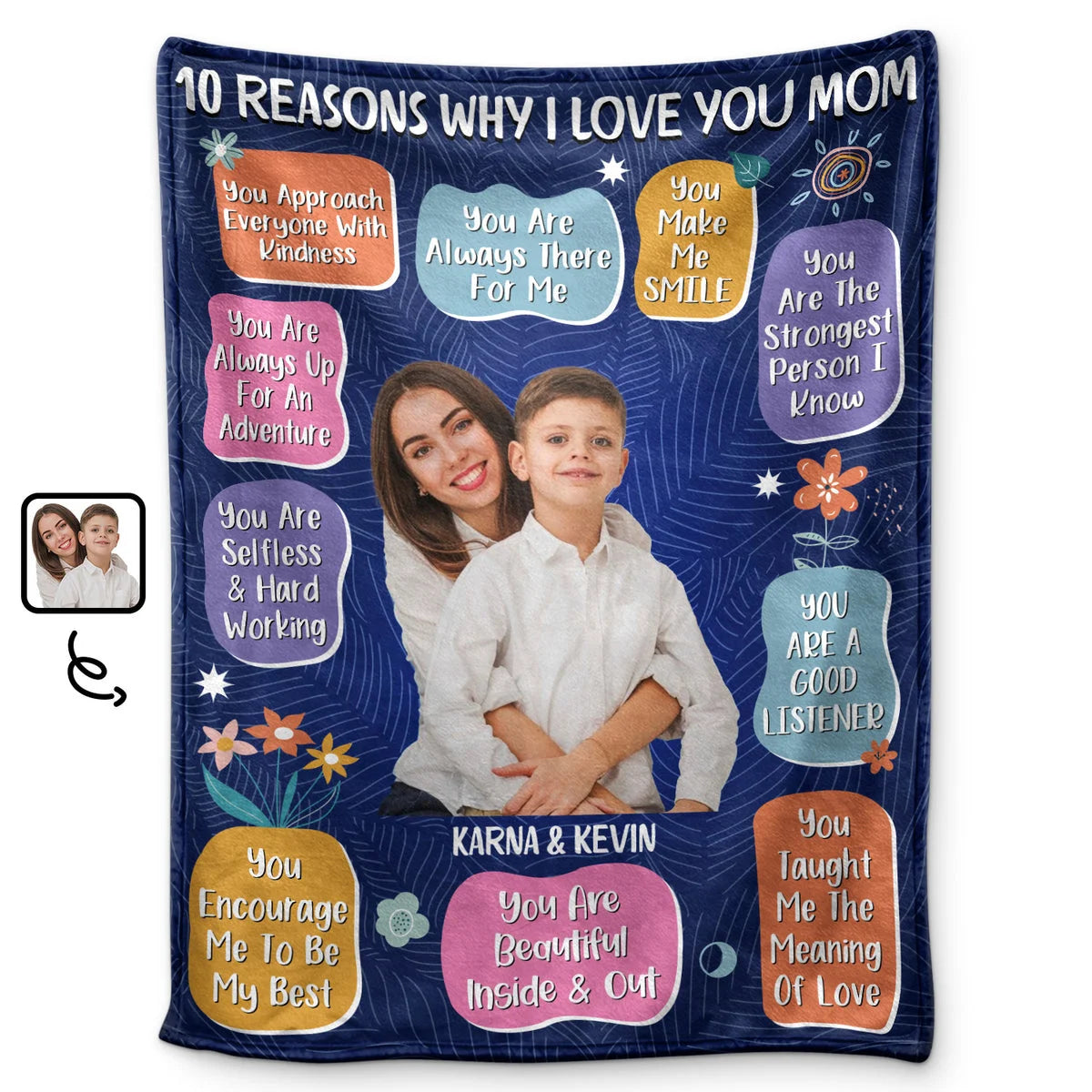 Custom Photo Blanket 10 Reasons Why I Love You Mom - Gift For Mother