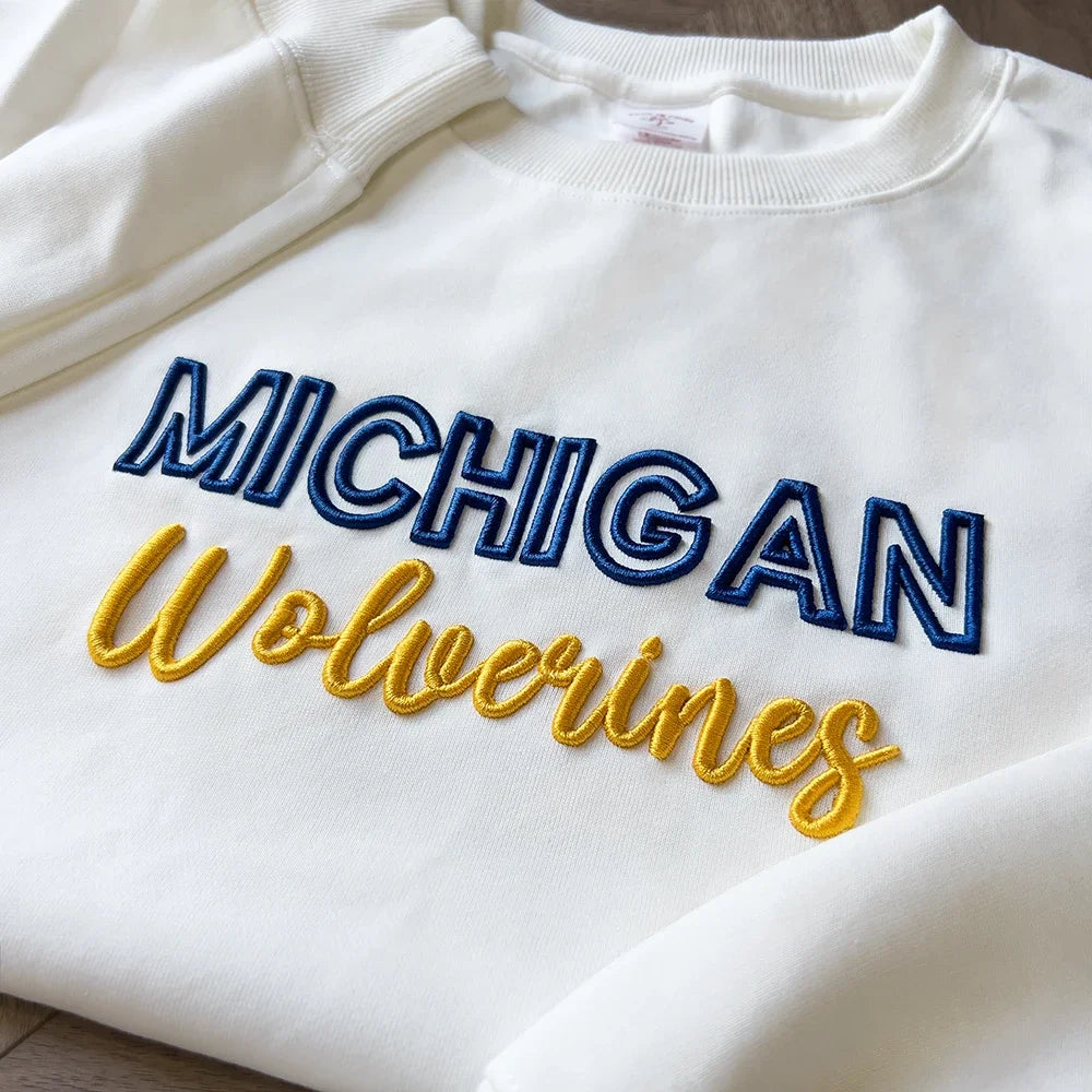 Custom 3D PUFF Embroidered College Varsity Team Sweatshirt