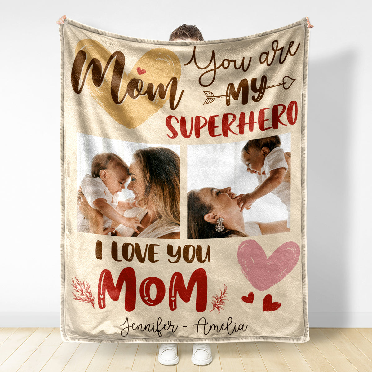 Custom Photo Blanket Mom You Are Our Superhero - Gift For Mom