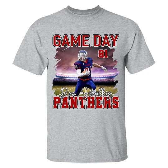 Custom Photo Football Game Day Personalized T-Shirt With Team Name