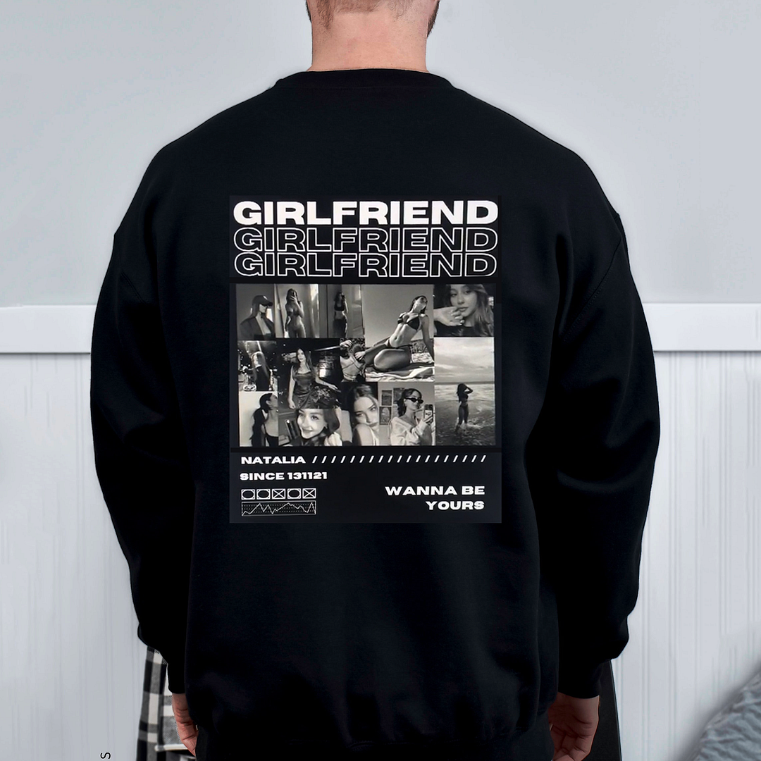 Custom Black and white Photo Vintage Bootleg T-Shirt, Personalized Custom Photo Gift for Girlfriend & Boyfriend