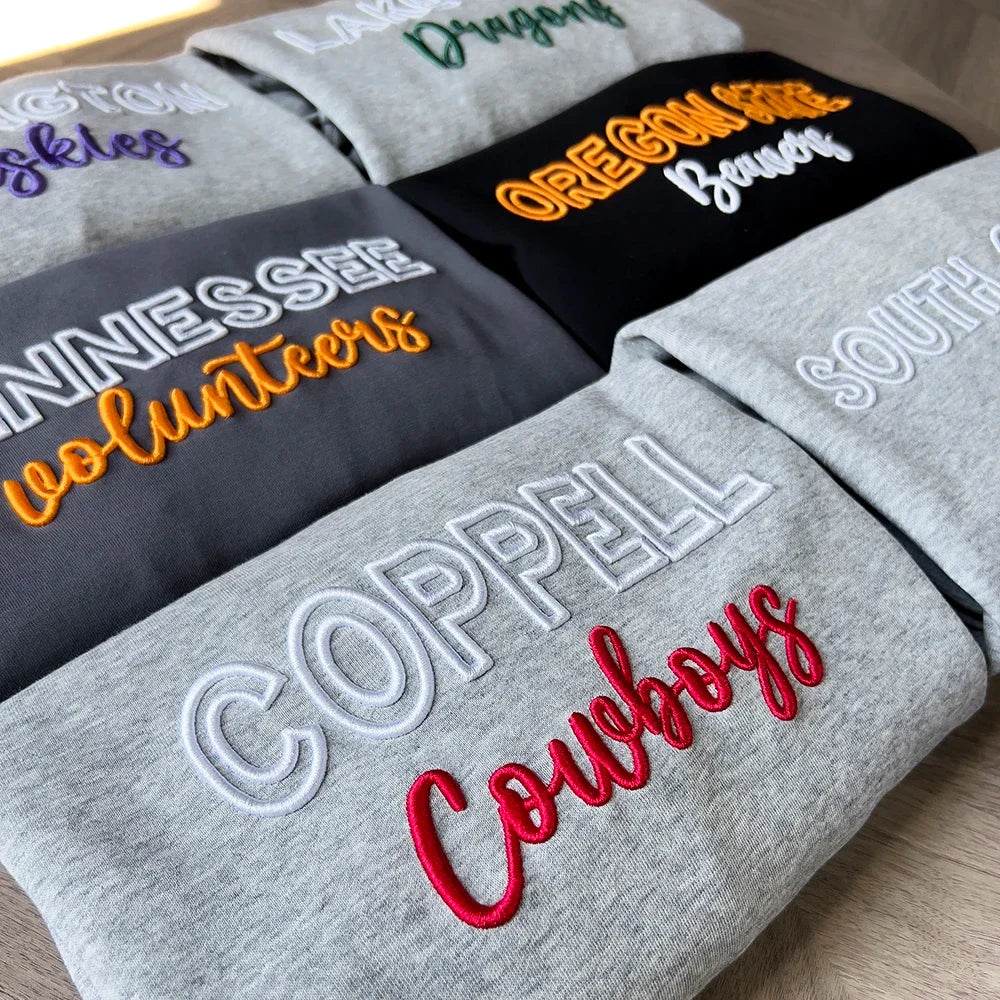 Custom 3D PUFF Embroidered College Varsity Team Sweatshirt