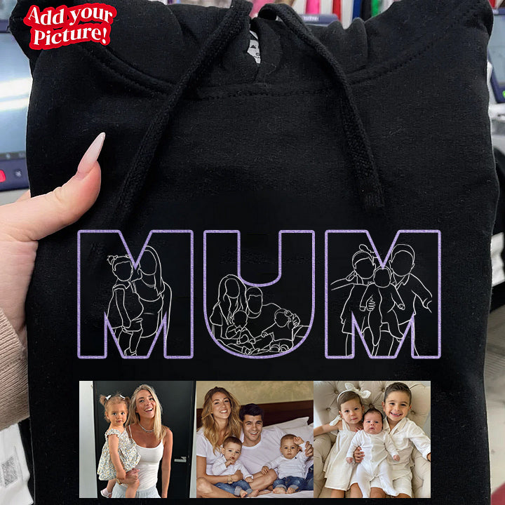Custom Photo Outline Embroidered Sweatshirt – Personalized Mom, Dad, or Nickname Sweatshirt