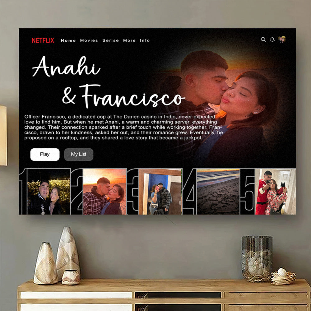 Custom Movie Photo Couple Canvas Wall Art with Your Love Story | Valentine's Day Gift | Couple Anniversary Gift