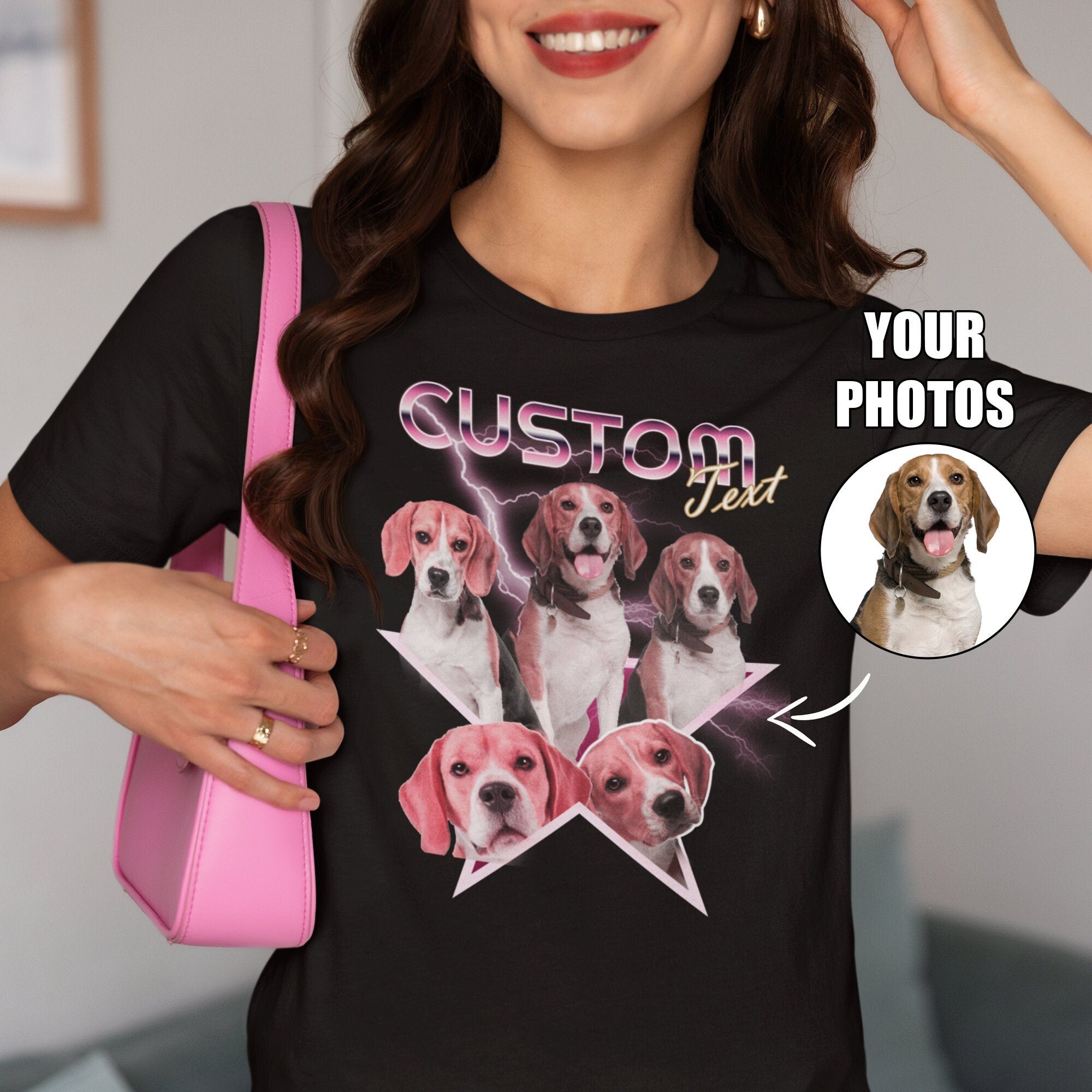 Custom 90s Vintage Pet Shirt with Photo and Name for Dog & Cat Lovers