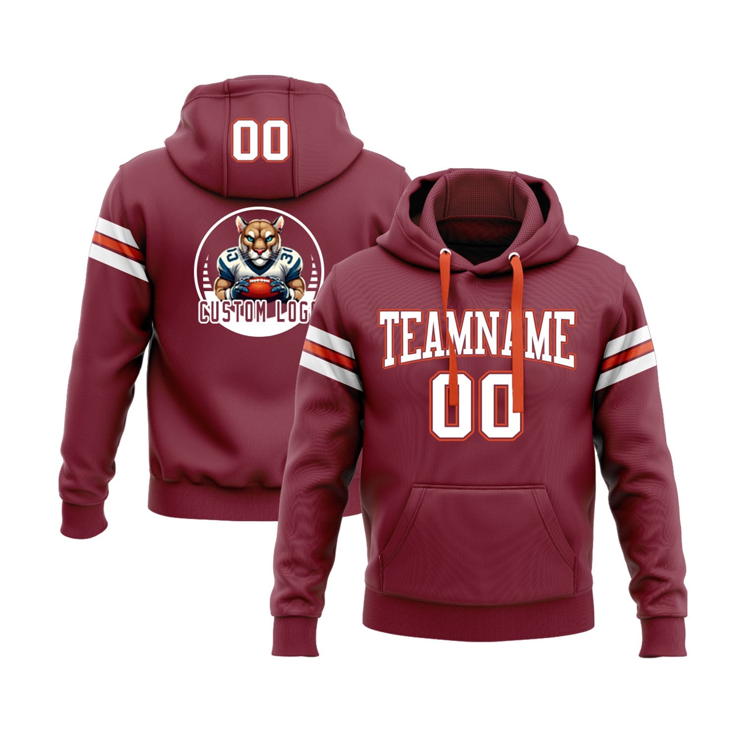 Custom Crimson White-Orange Personalized Sports Team Embroidered Pullover Hoodie
