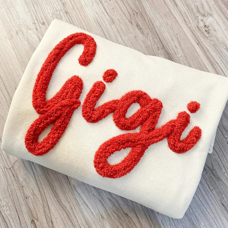 Custom Chenille Embroidered Mama Sweatshirt With Option To Add Name On Sleeves | Christmas Gift for Mom