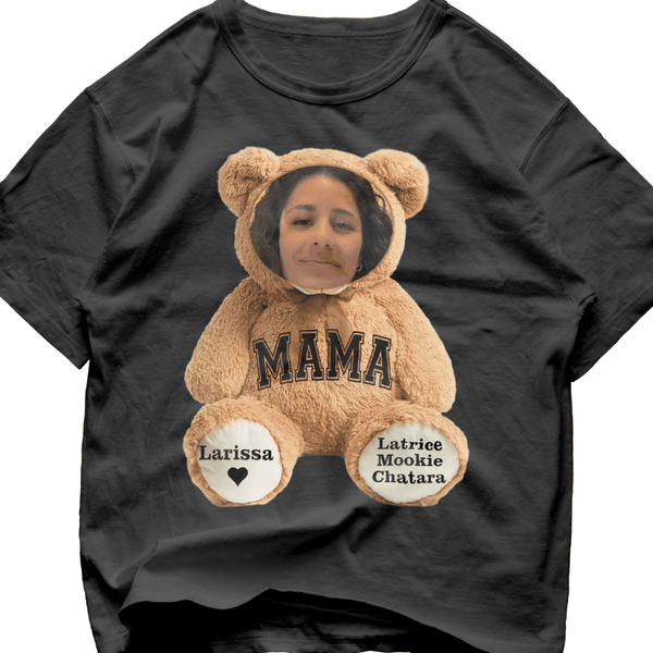 Custom Vintage Photo MAMA BEAR Tee, Personalized Mama T-shirt Gift for Mother's Day