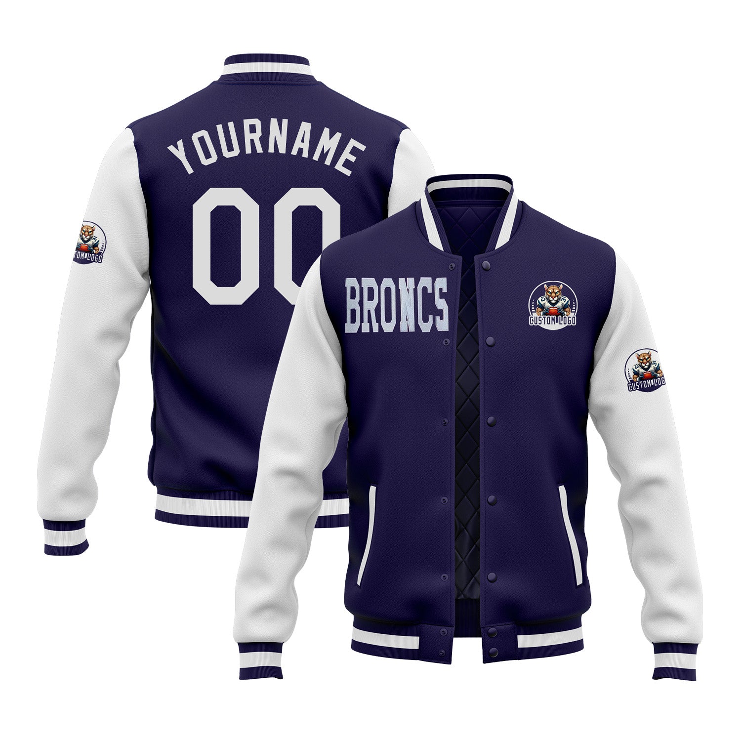 Custom Two Tone Glitter Embroidered Varsity Letterman Football Team Jacket