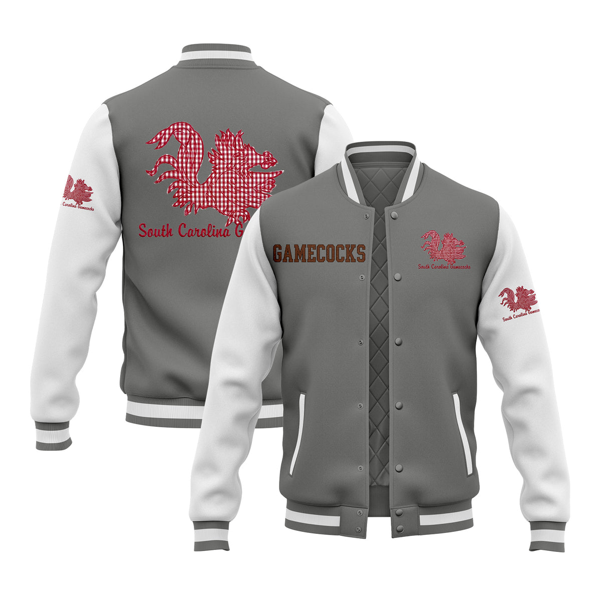 Custom South Carolina Two Tone Glitter Team Mascot Varsity Letterman Team Jacket For Game Day
