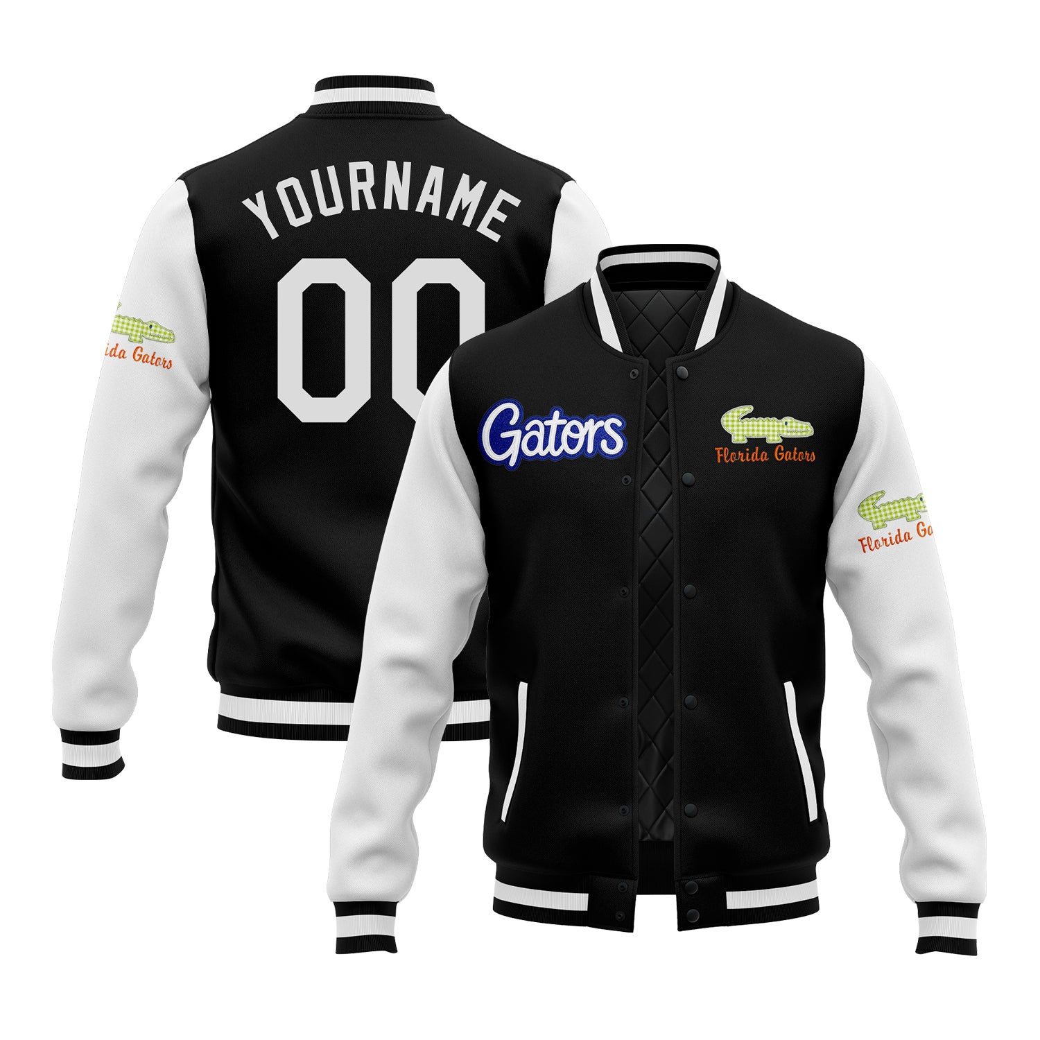 Custom Florida Gators Two Tone Glitter Team Mascot Varsity Letterman Team Jacket For Game Day