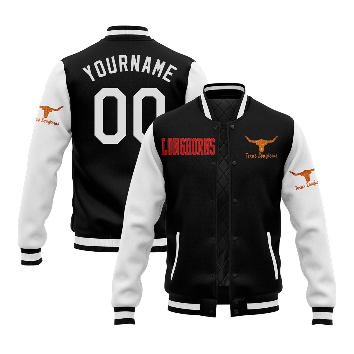 Custom Texas Two Tone Glitter Team Mascot Varsity Letterman Team Jacket For Game Day