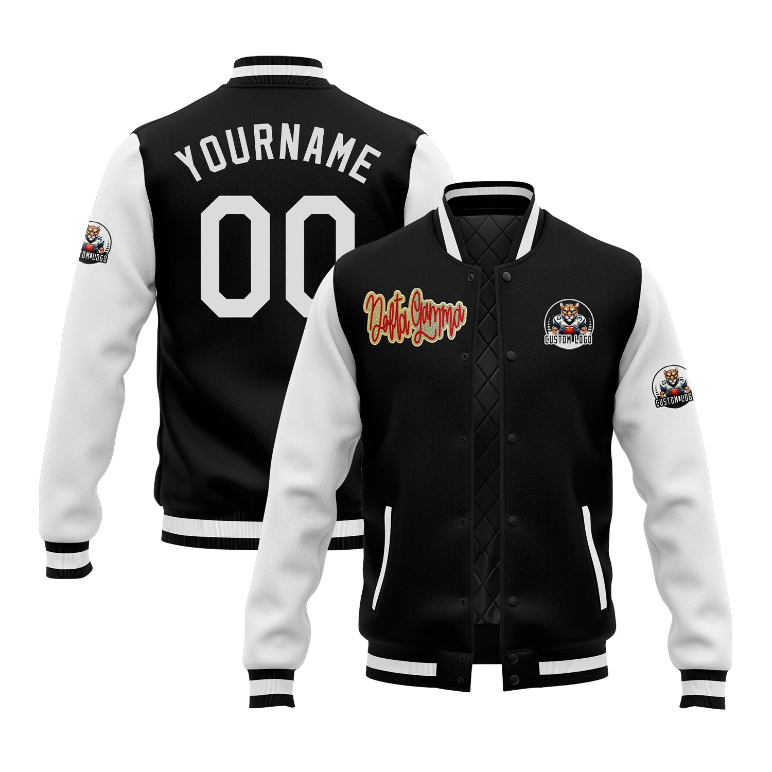 Custom Two Tone Glitter Embroidered Varsity Letterman Football Game Day Team Jacket