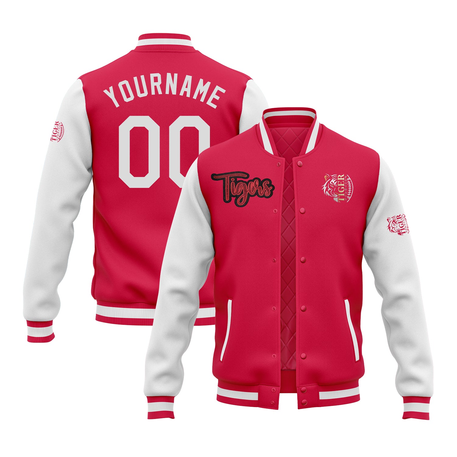 Custom Glitter Embroidered Two Tone Varsity Letterman Team Jacket