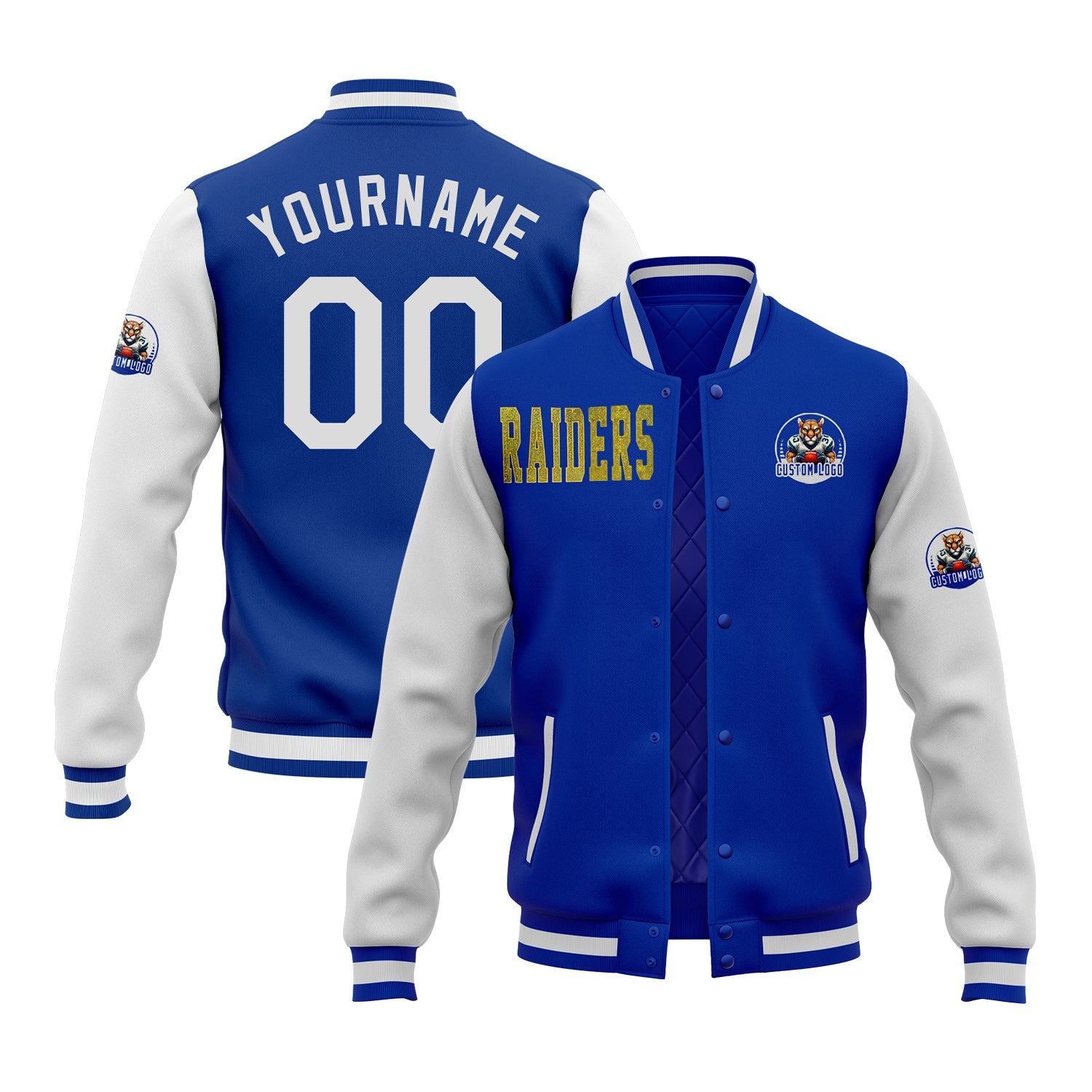 Custom Glitter Embroidered Two Tone Varsity Letterman Team Game Day Jacket