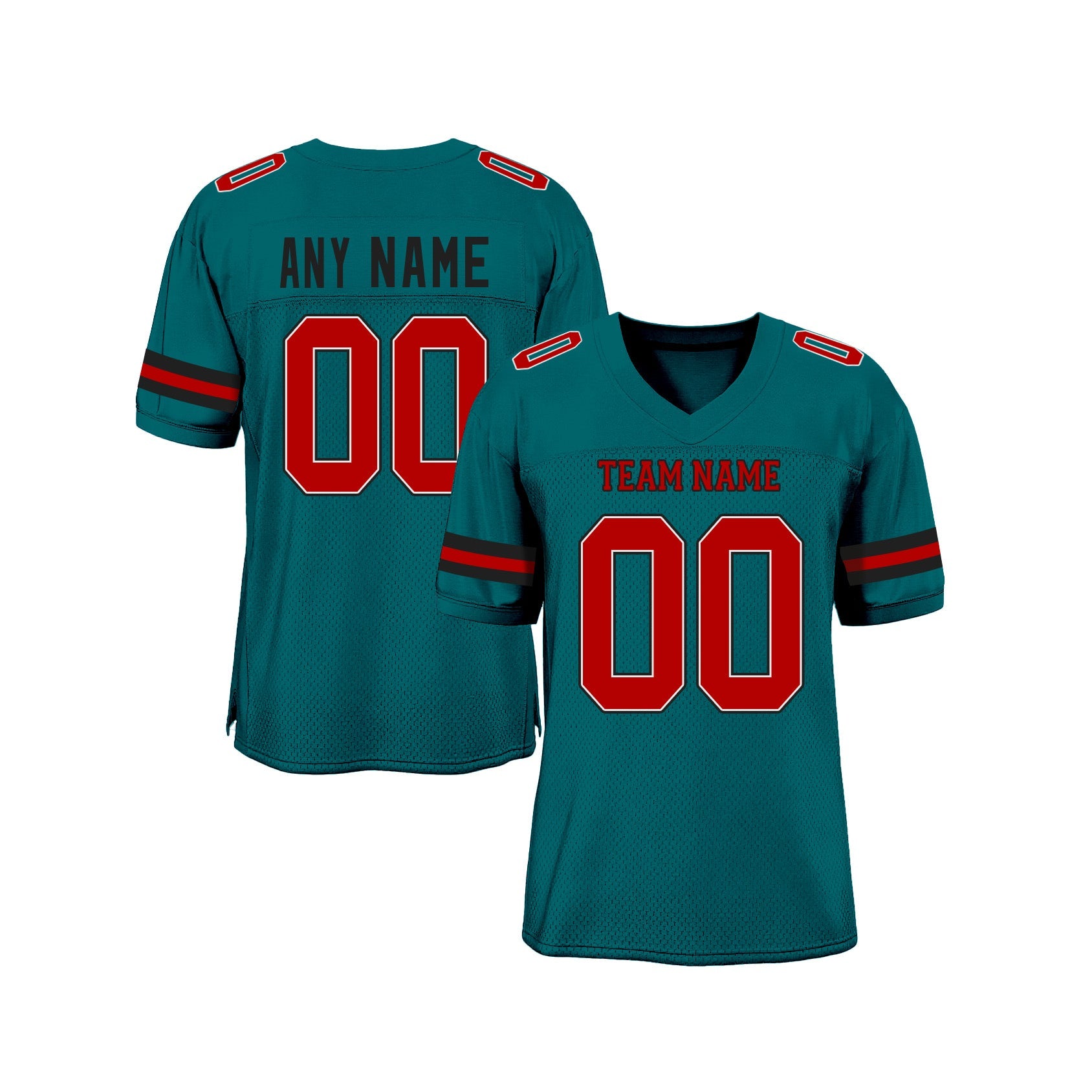 Custom Teal Red-Black Mesh Classic Style Authentic Sports Football Jersey