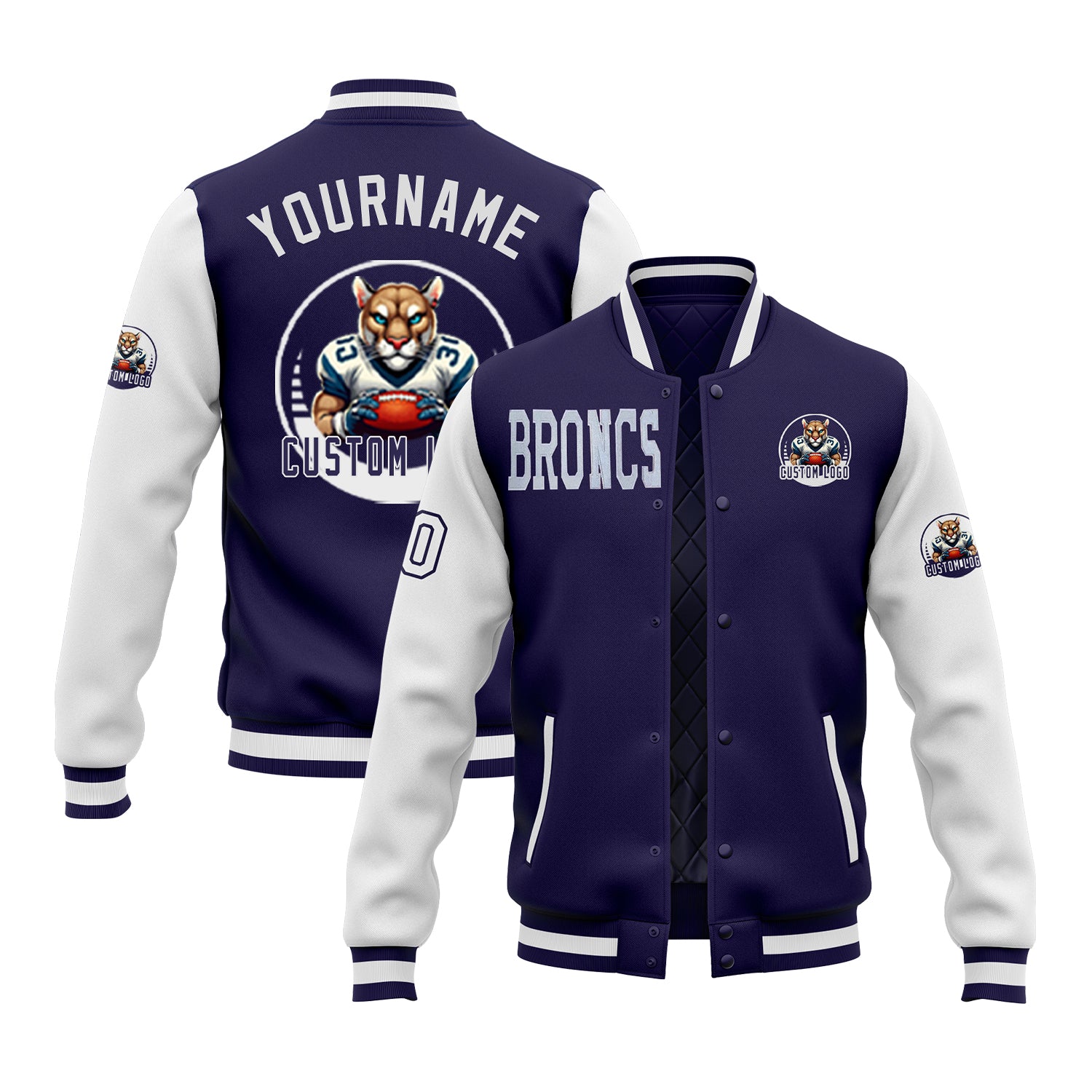 Custom Two Tone Glitter Embroidered Varsity Letterman Football Team Jacket