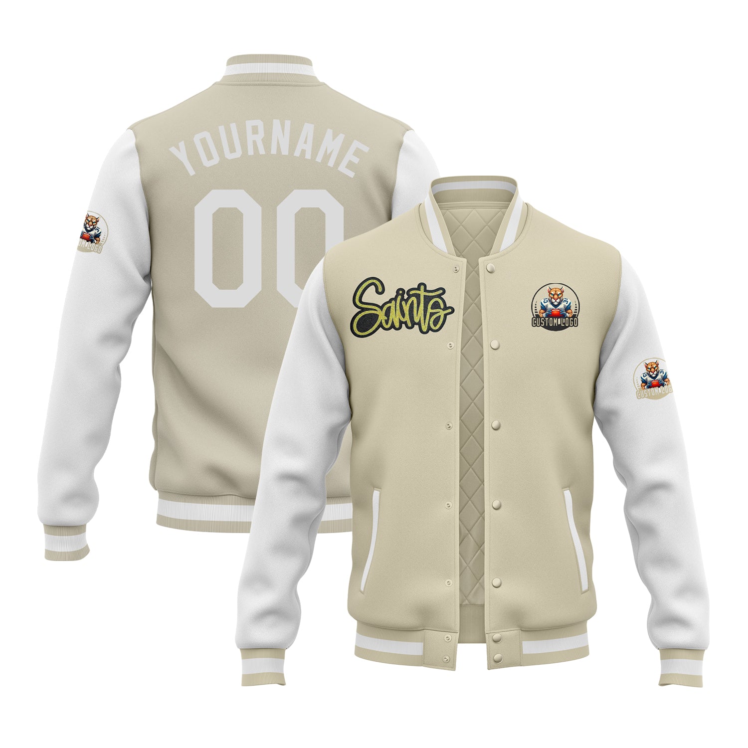 Custom Two Tone Glitter Embroidered Varsity Letterman Team Jacket For Game Day