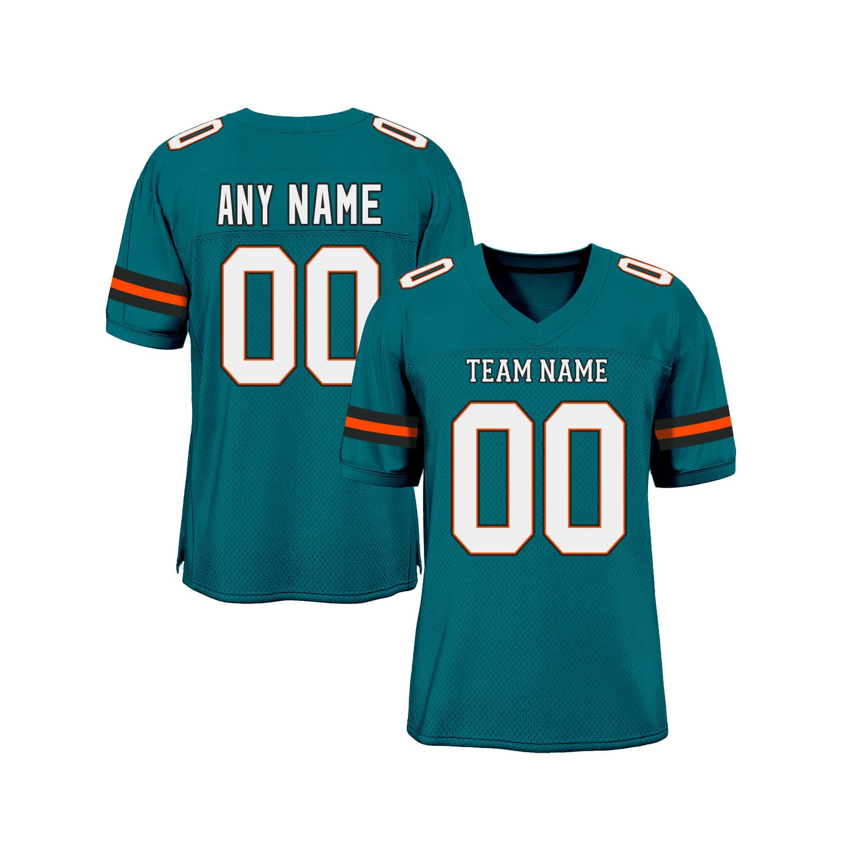 Custom Teal White-Orange Mesh Classic Style Authentic Sports Football Jersey