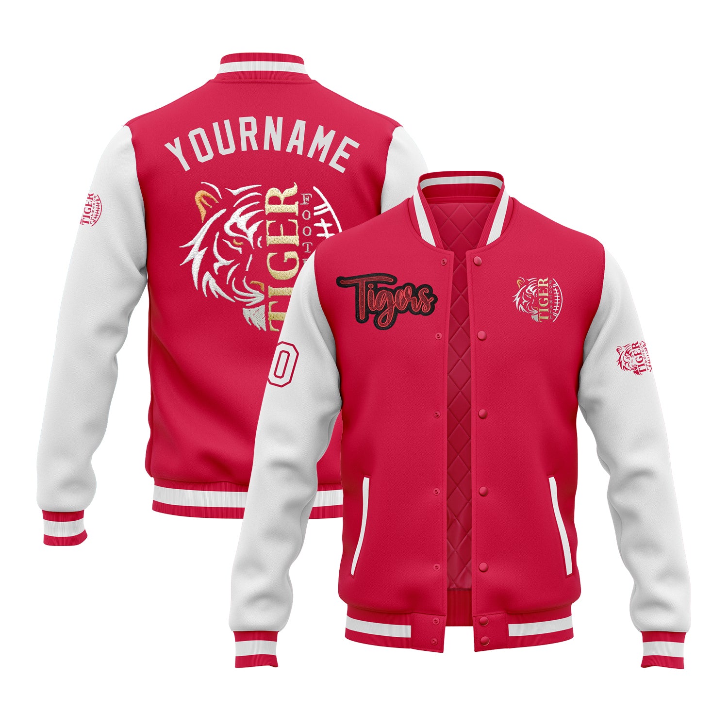 Custom Glitter Embroidered Two Tone Varsity Letterman Team Jacket