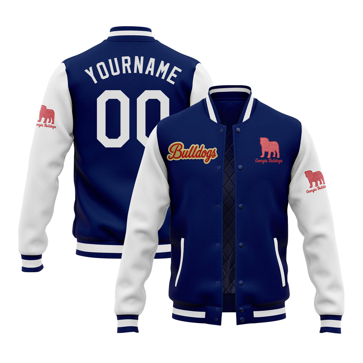 Custom Georgia Two Tone Glitter Team Mascot Varsity Letterman Team Jacket For Game Day