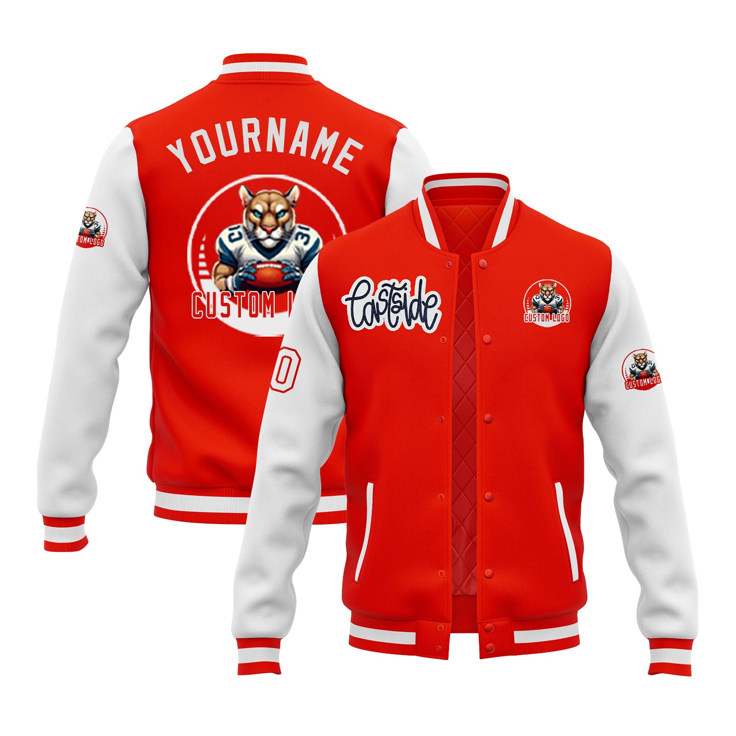 Custom Two Tone Glitter Embroidered Varsity Letterman Football Team Jacket For Game Day