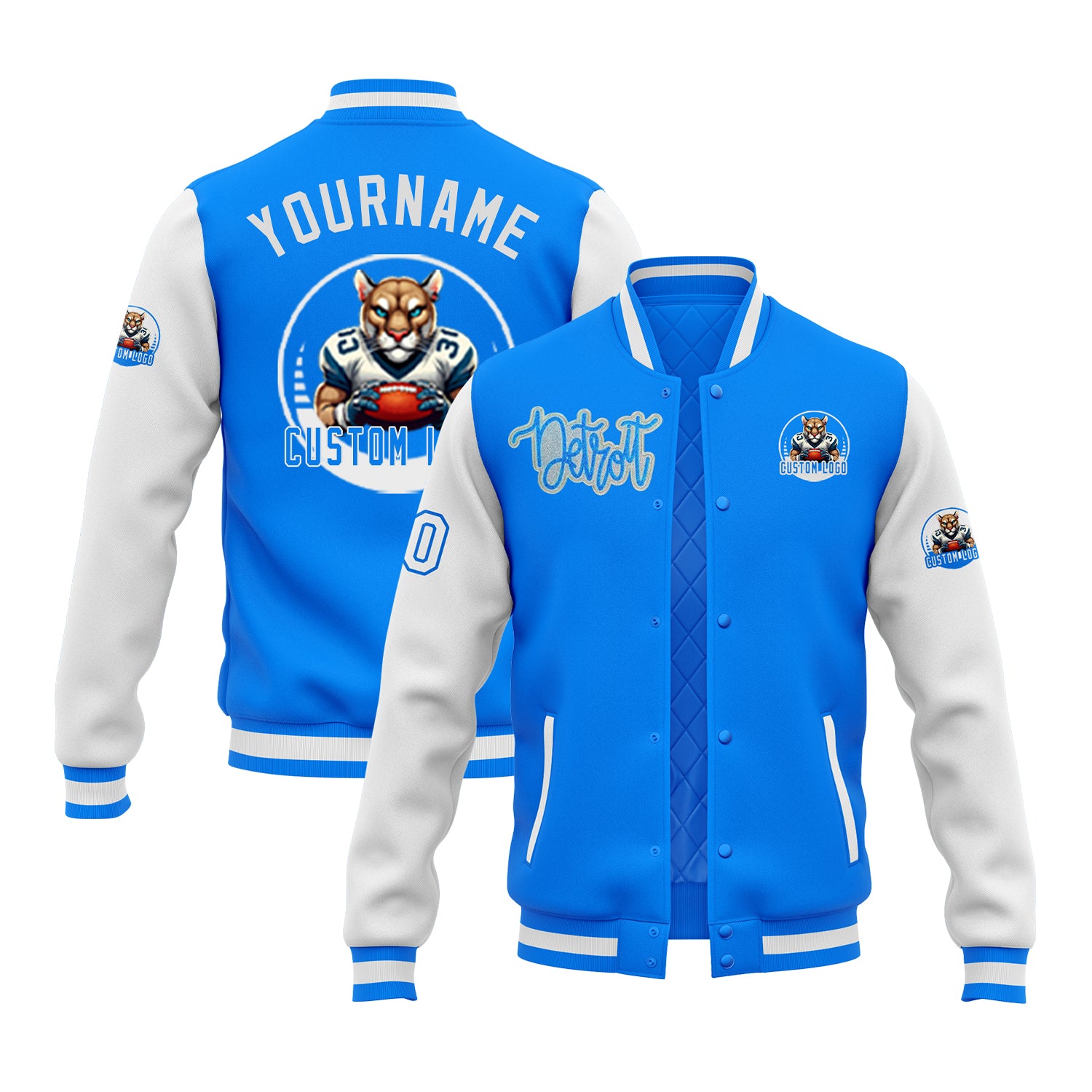 Custom Two Tone Glitter Embroidered Varsity Letterman Game Day Team Jacket
