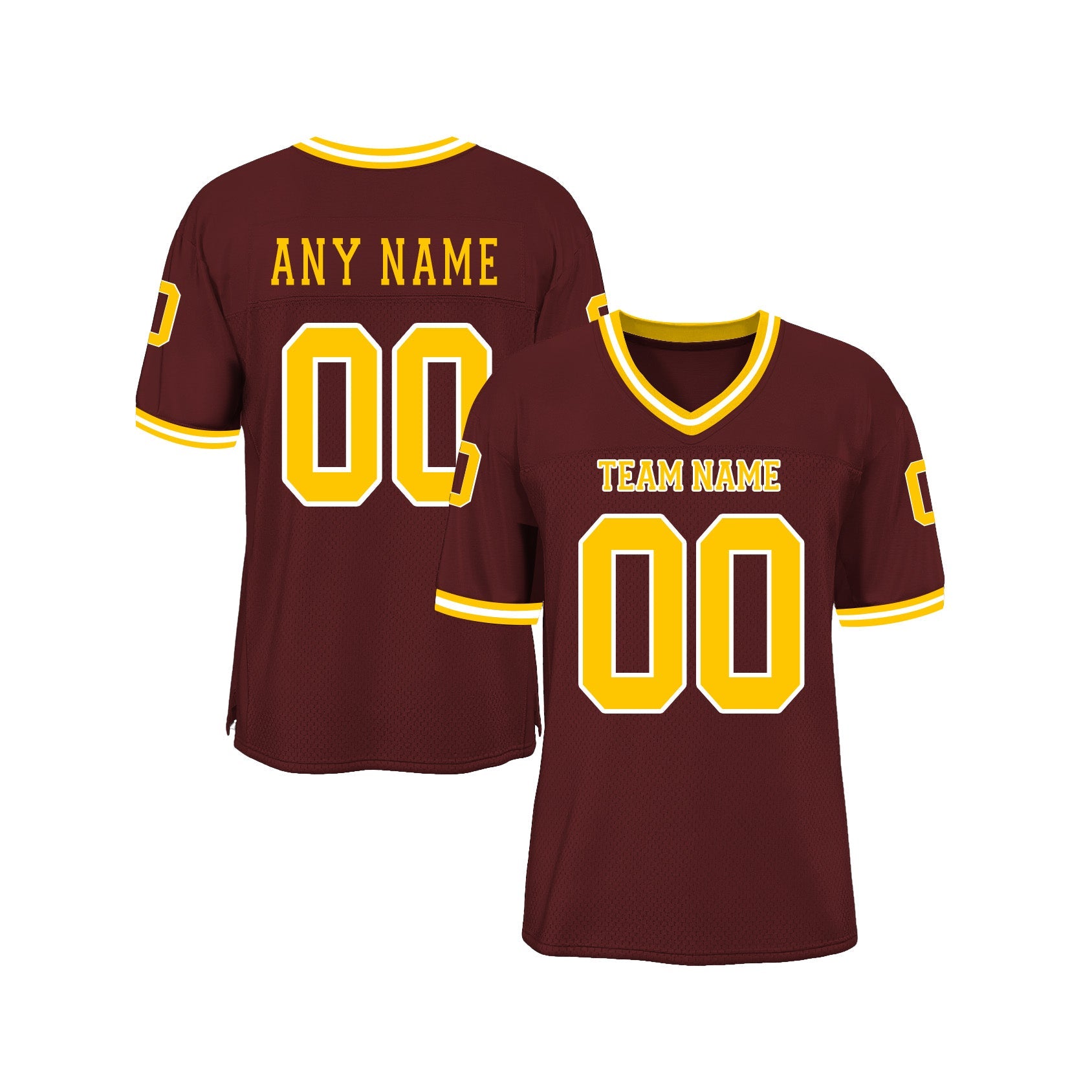 Custom Burgundy Gold-White Mesh Throwback Classic Style Authentic Sports Football Jersey