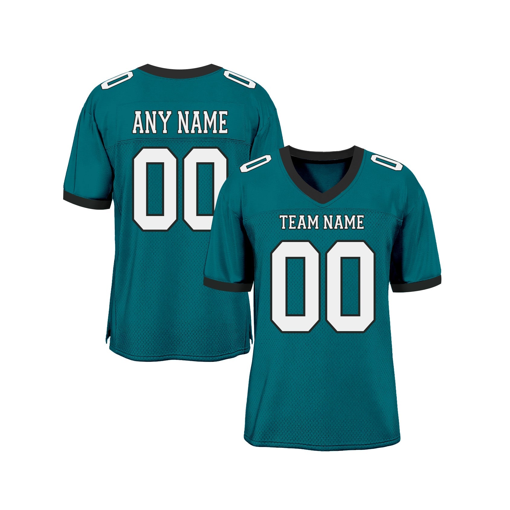 Custom Teal White-Black Mesh Classic Style Authentic Sports Football Jersey