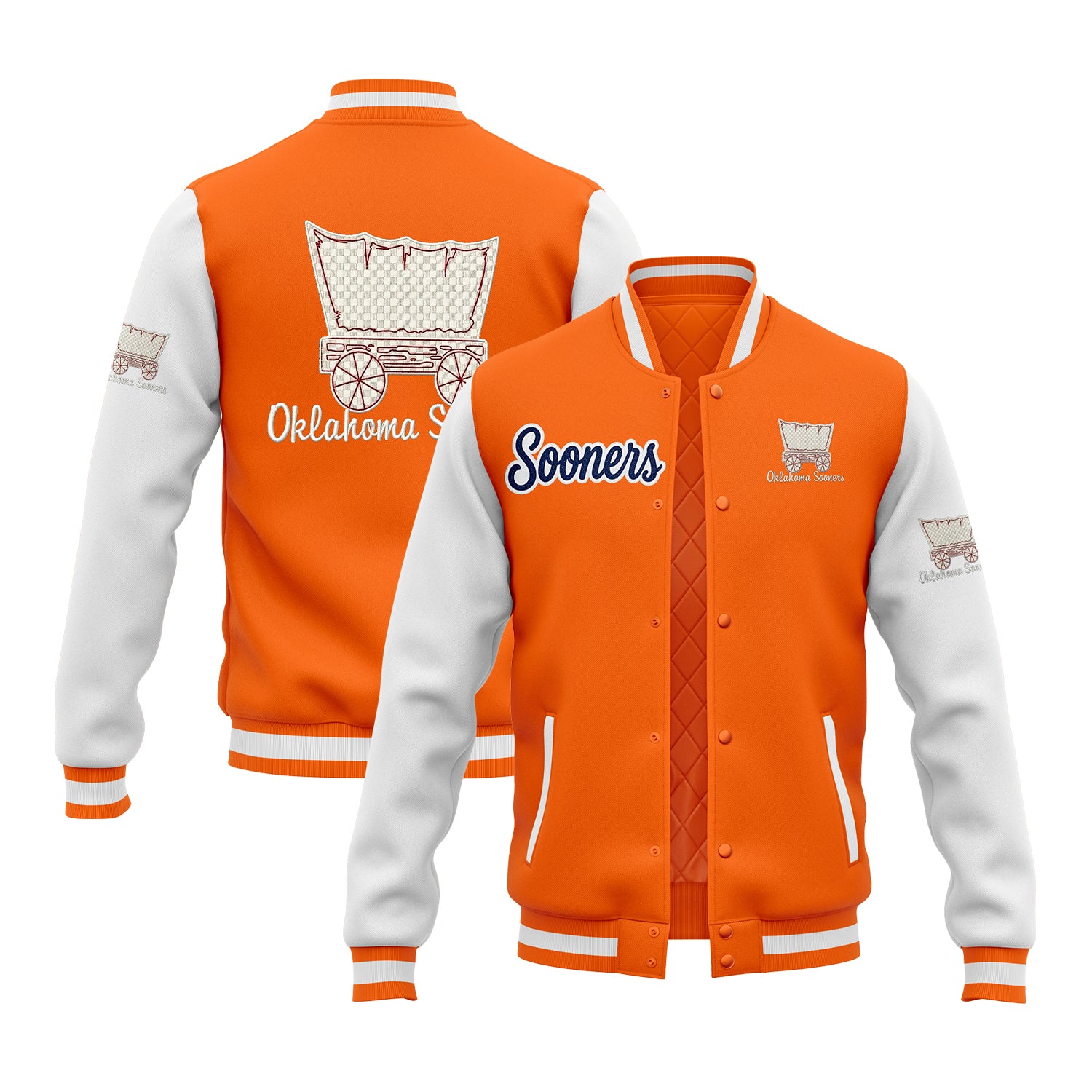 Custom Ohlahoma Two Tone Glitter Team Mascot Varsity Letterman Team Jacket For Game Day