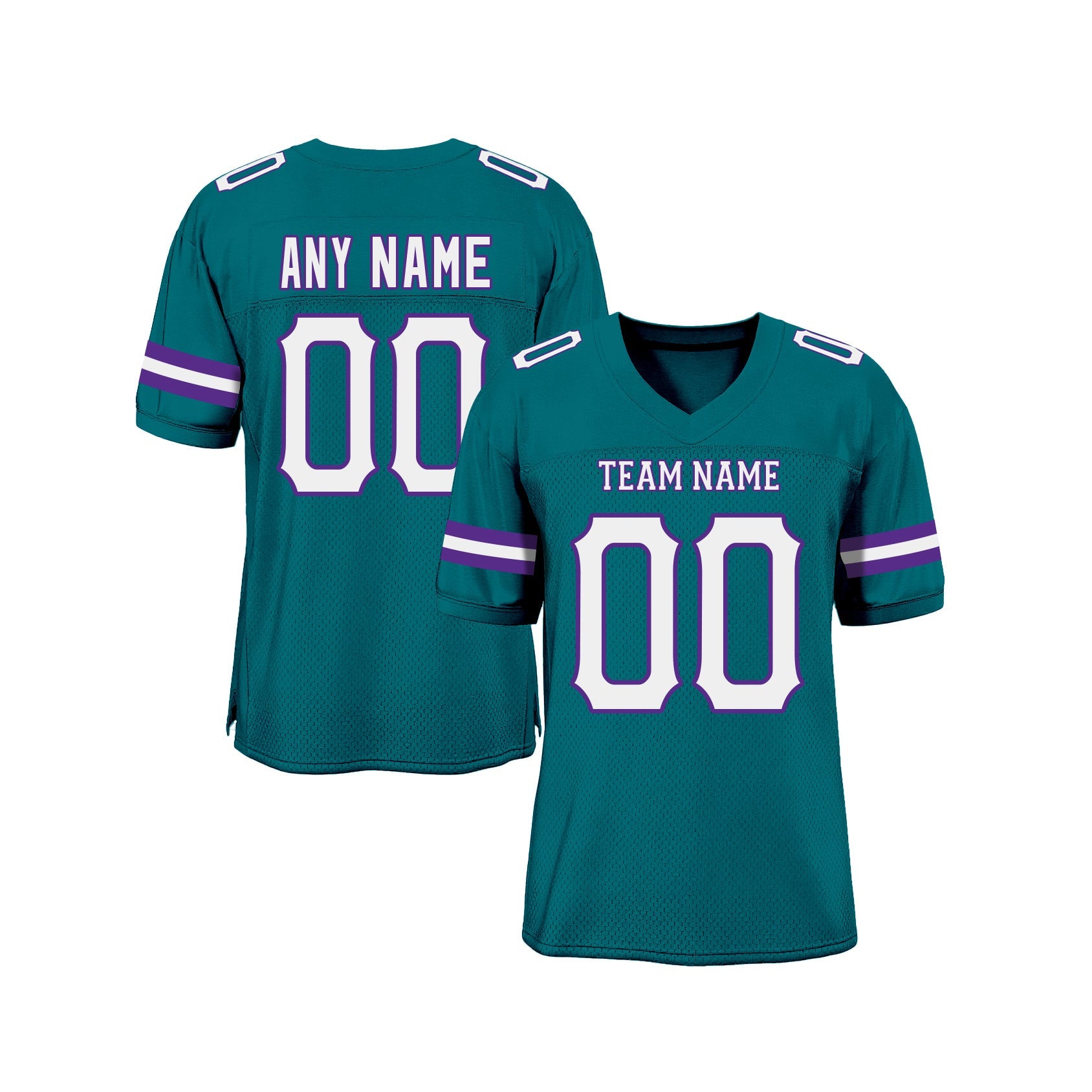 Custom Teal White-Purple Mesh Classic Style Authentic Sports Football Jersey