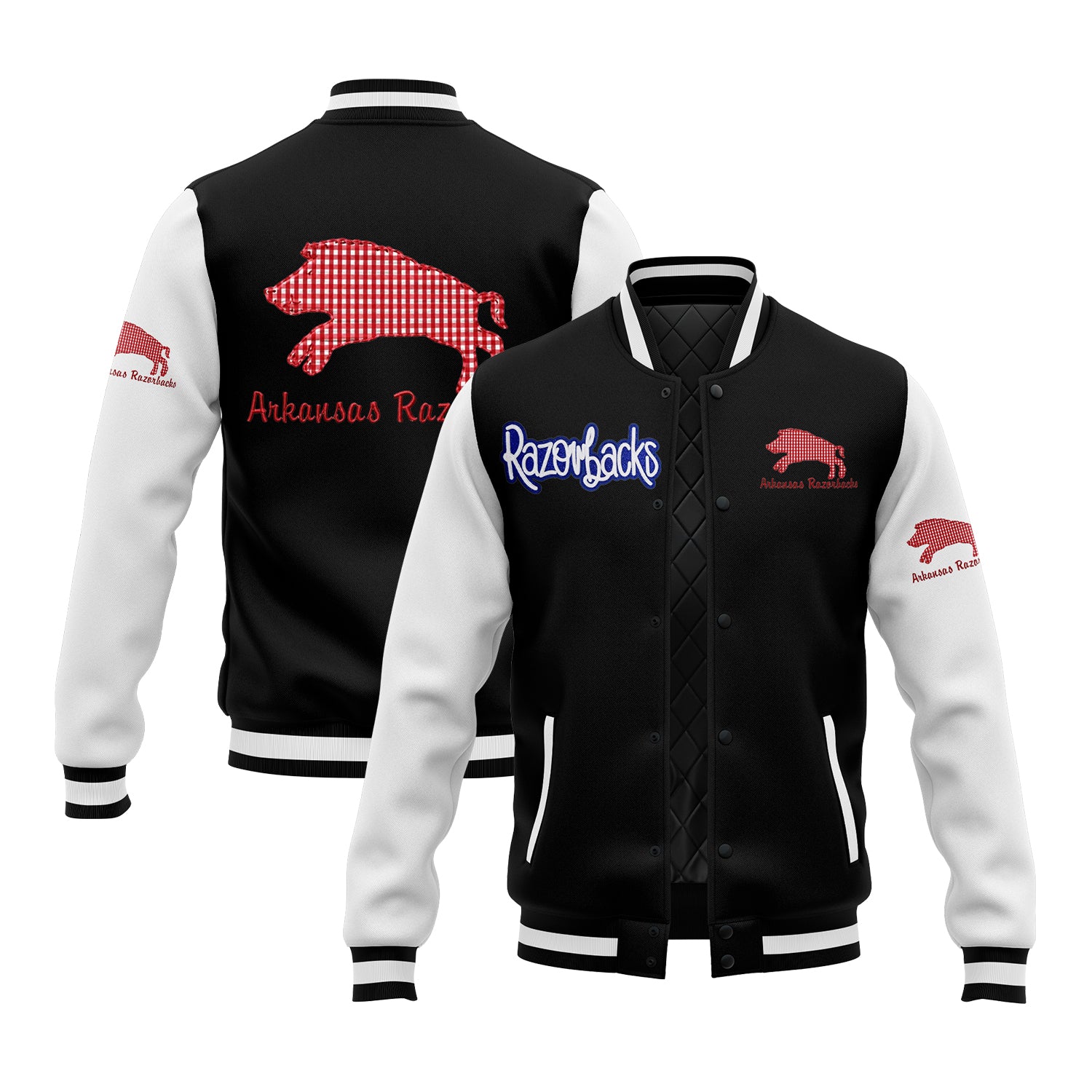 Custom Arkansas Two Tone Glitter Team Mascot Varsity Letterman Team Jacket For Game Day