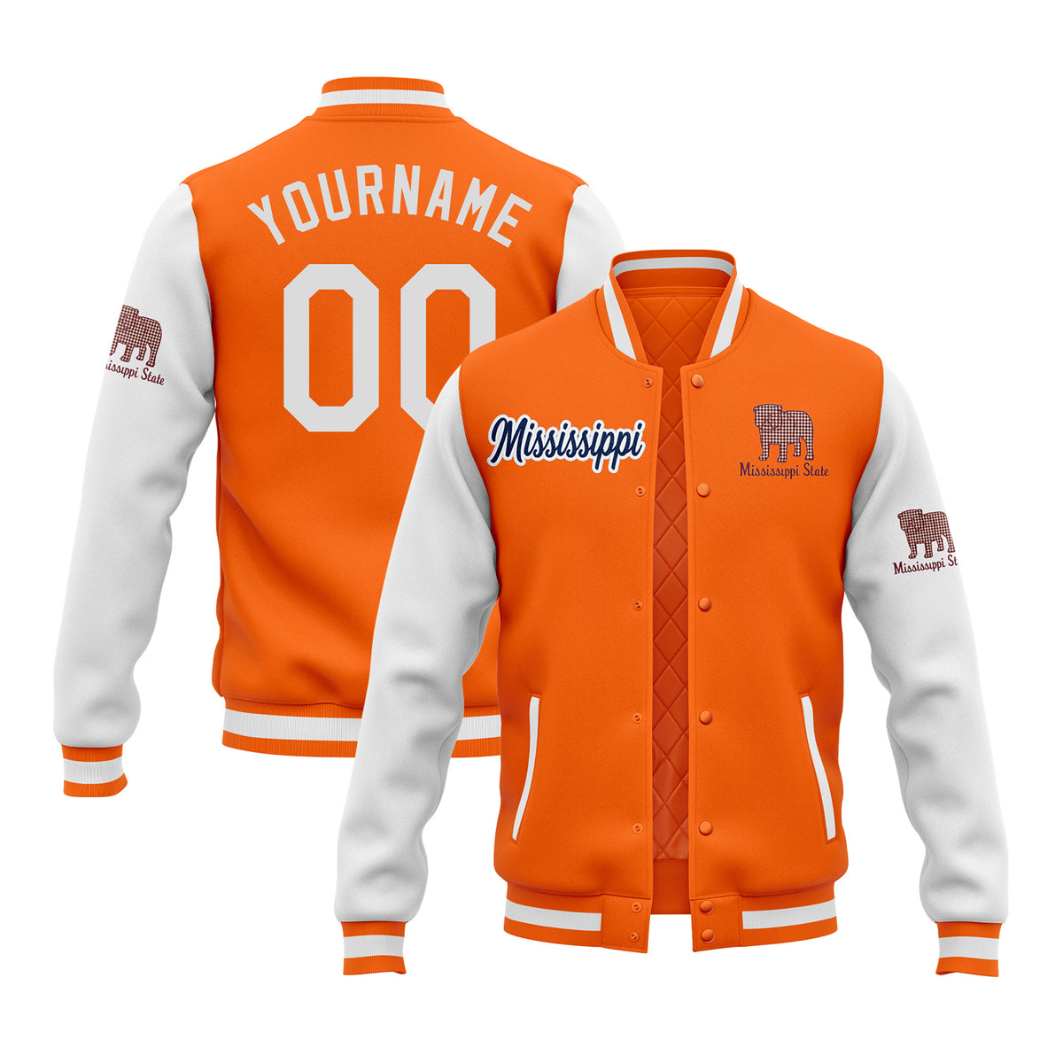 Custom Mississippi Two Tone Glitter Team Mascot Varsity Letterman Team Jacket For Game Day