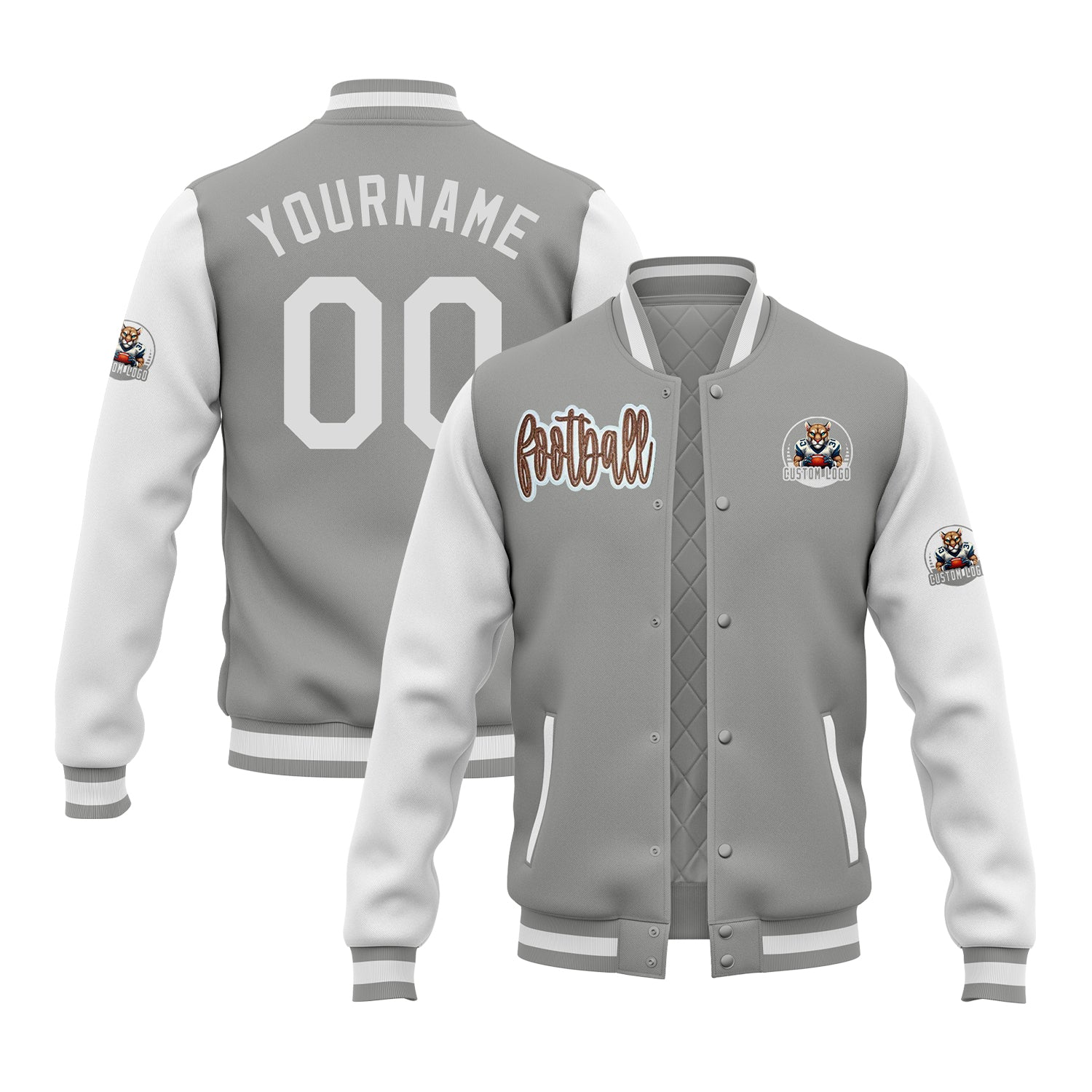 Custom Two Tone Glitter Embroidered Varsity Letterman Team Football Game Day Jacket