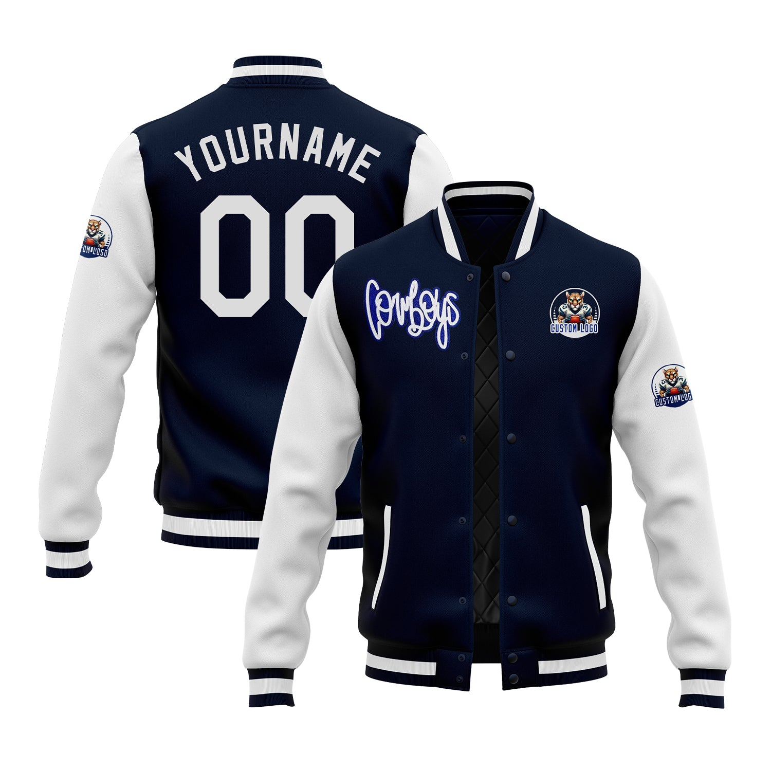 Custom Two Tone Glitter Embroidered Varsity Letterman Football Team Game Day Jacket