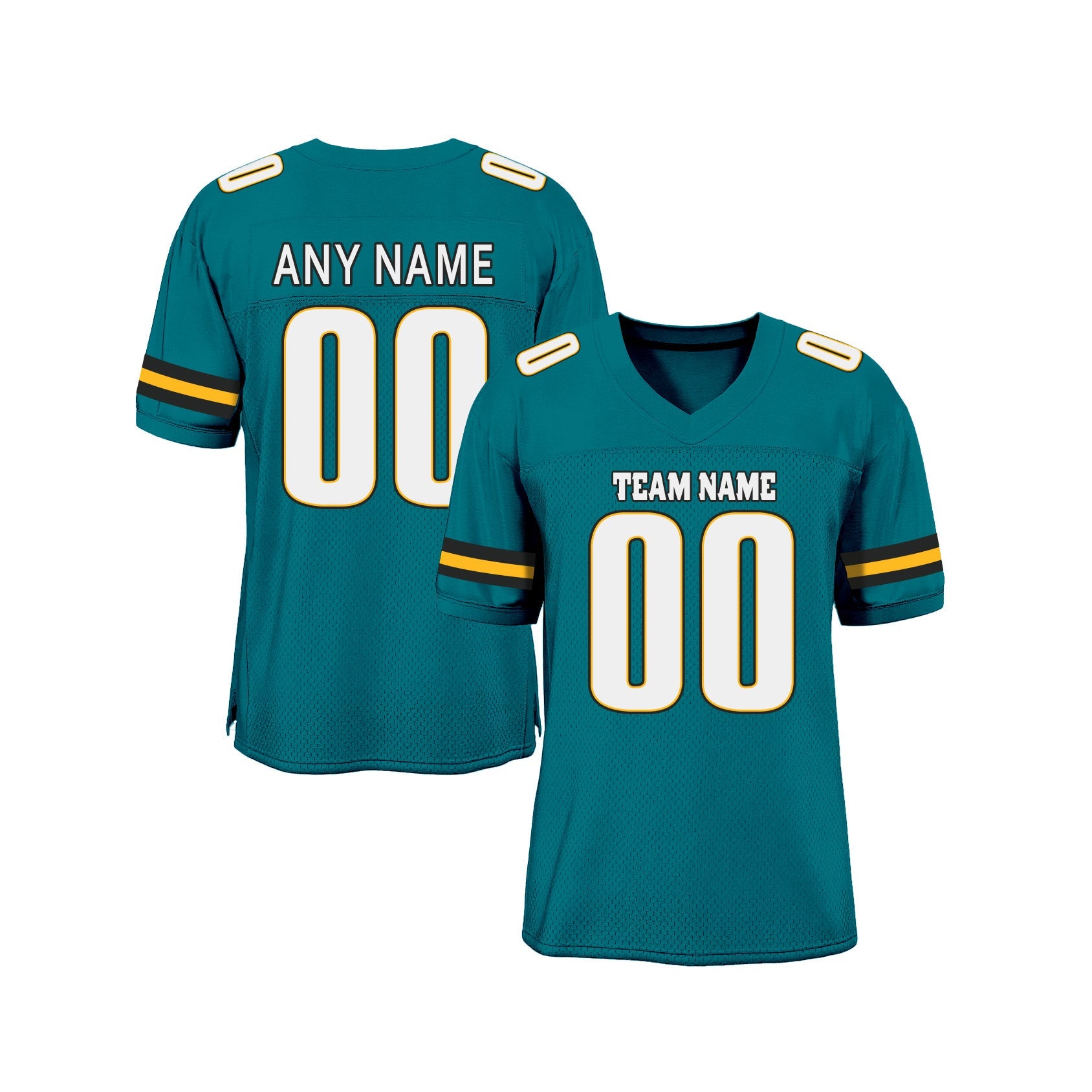 Custom Teal White-Gold Mesh Classic Style Authentic Sports Football Jersey