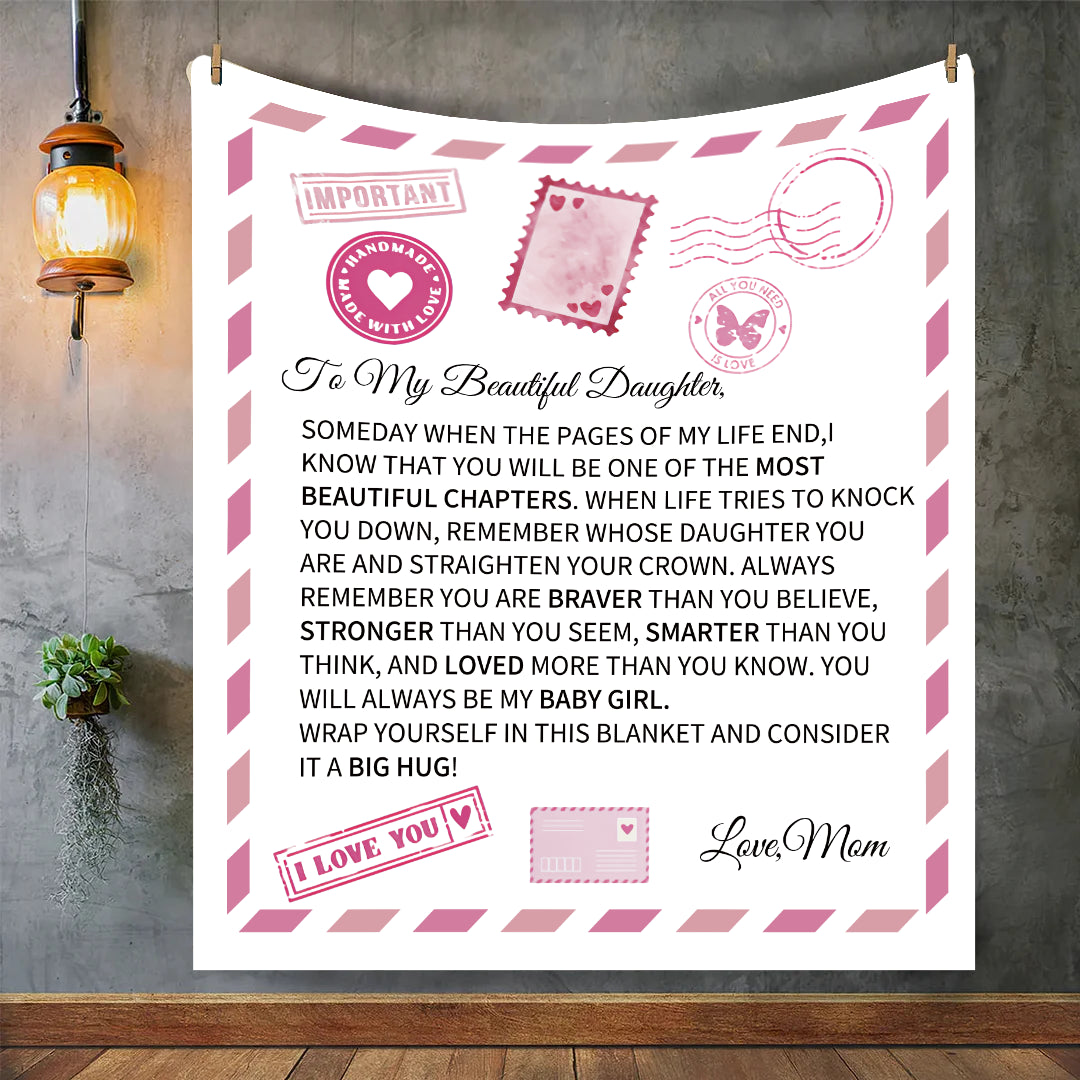 To My Beautiful Daughter Love Cozy Postcard Blanket | My Most Beautiful Chapter