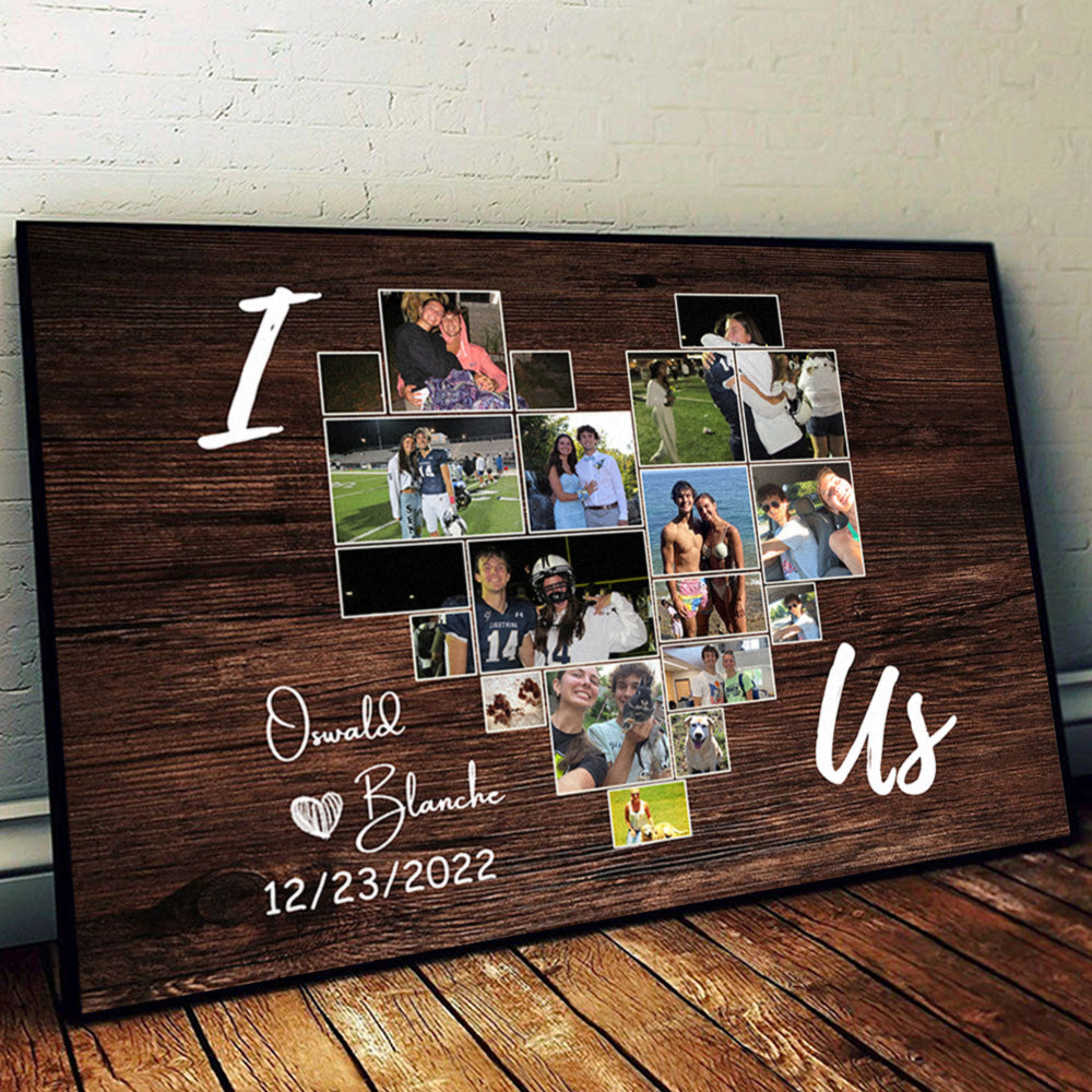 I Heart You Photo Collage Custom Canvas For Couples | Valentine's Day Gift | Couple Anniversary Gift