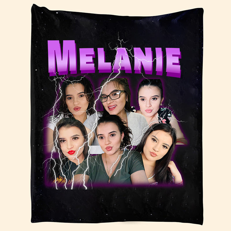 Custom Personalized Photo Vintage Rap Blanket, Gift for Girlfriend & Boyfriend