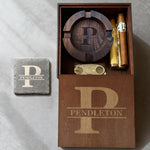 Personalized Name Walnut Cigar Ash Tray Set(Without Cigar)