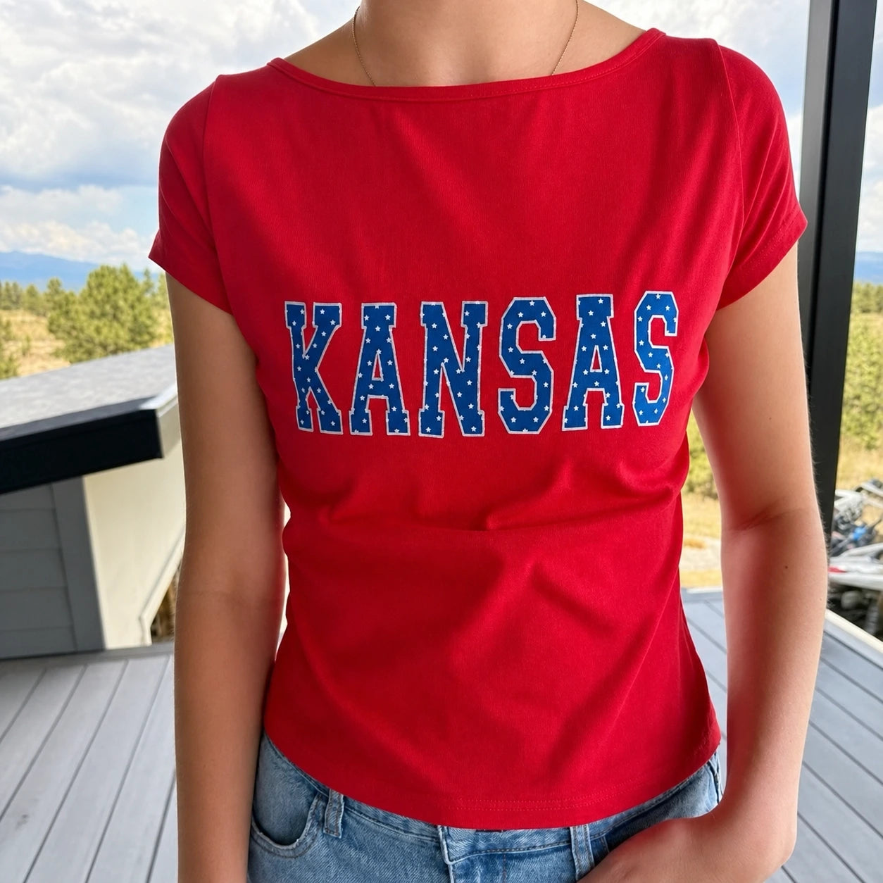 Custom Patchwork Applique Fitted T-Shirt for Women | Waist-Cinching Design + Personalized Color & Text