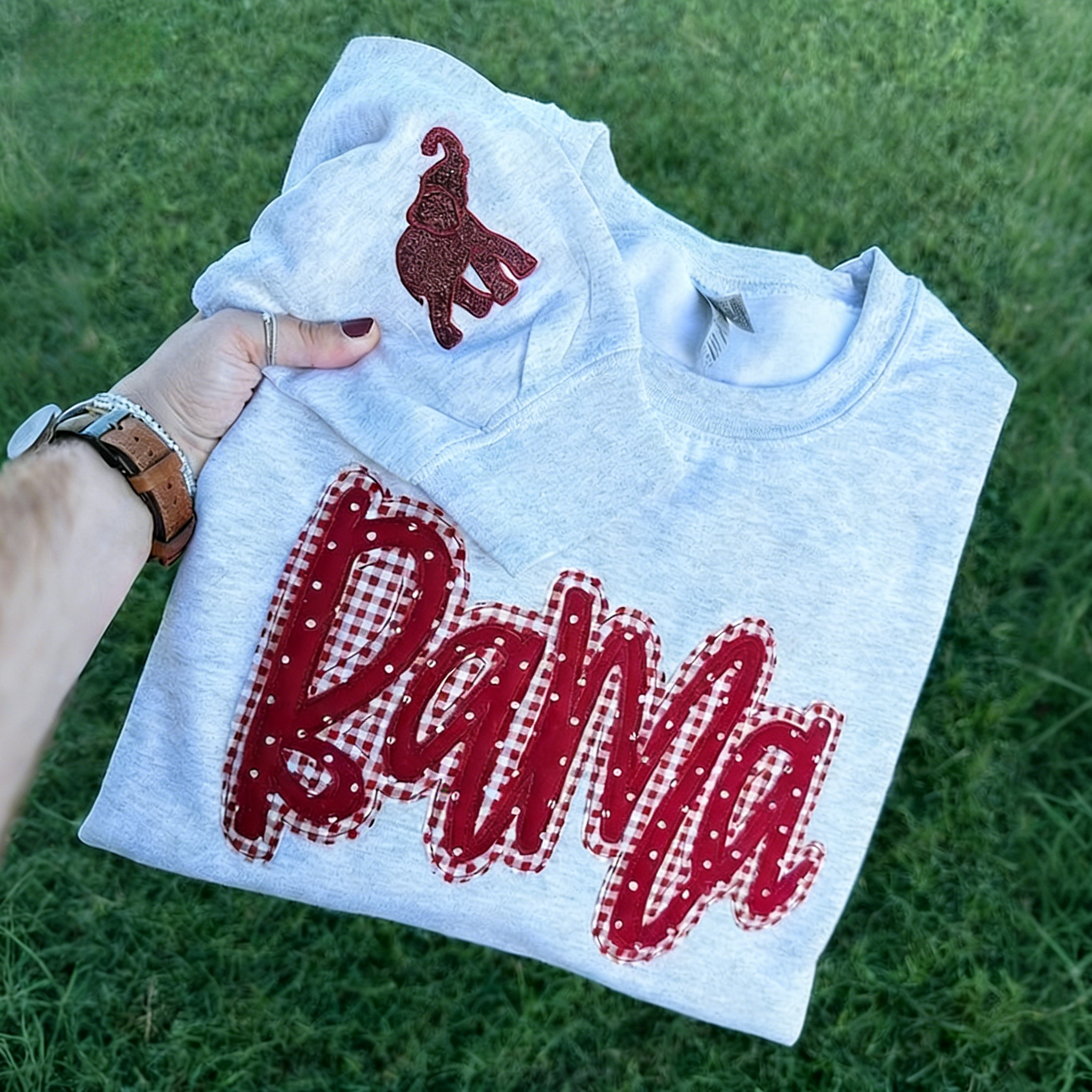 Personalized Mascot Embroidered Sweatshirt Custom Plaid Applique Crewneck Gameday Spirit Pullover | Gifts for Sports Mom