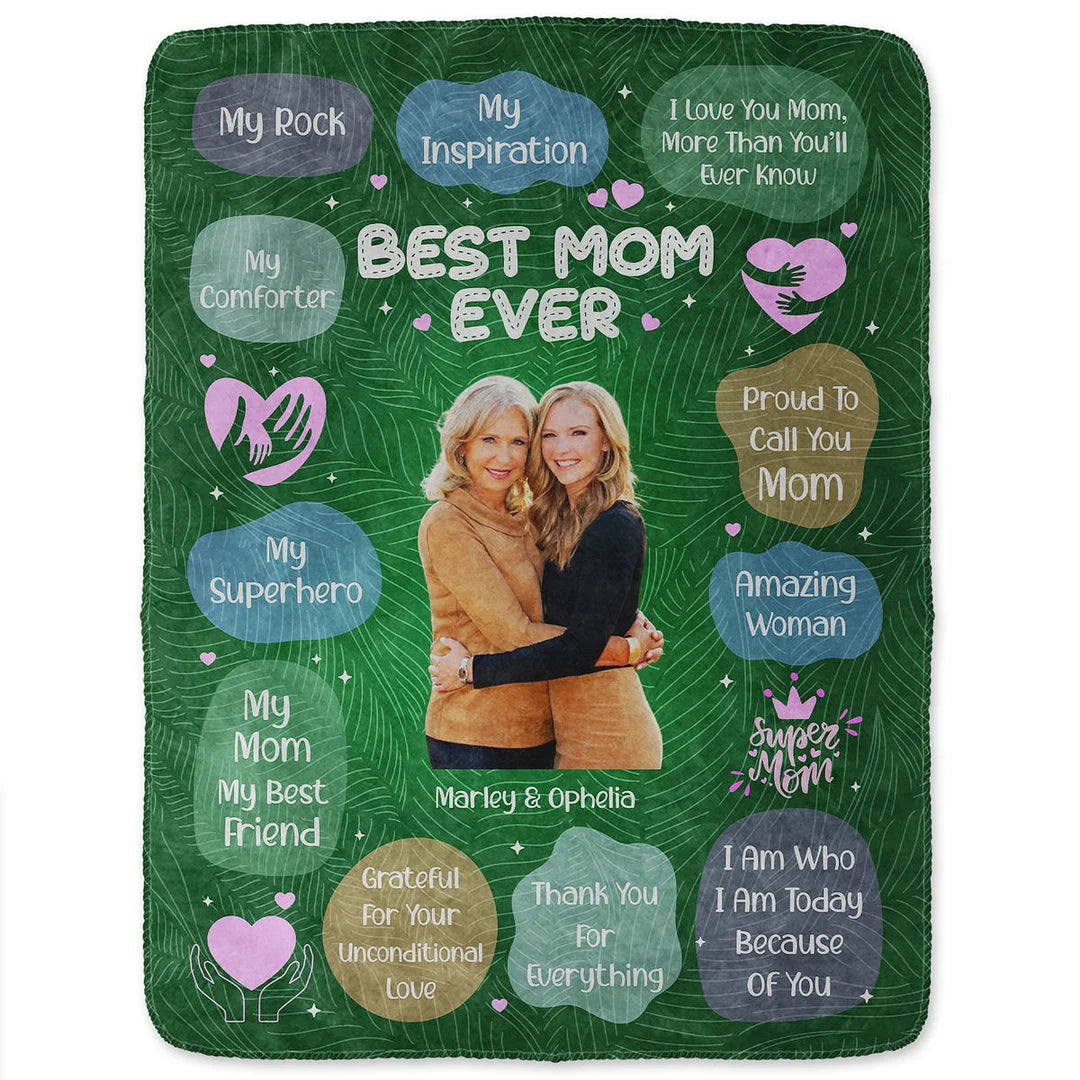 Custom Photo Blanket Mom I Am Who I Am Today Because Of You - Gift For Mom