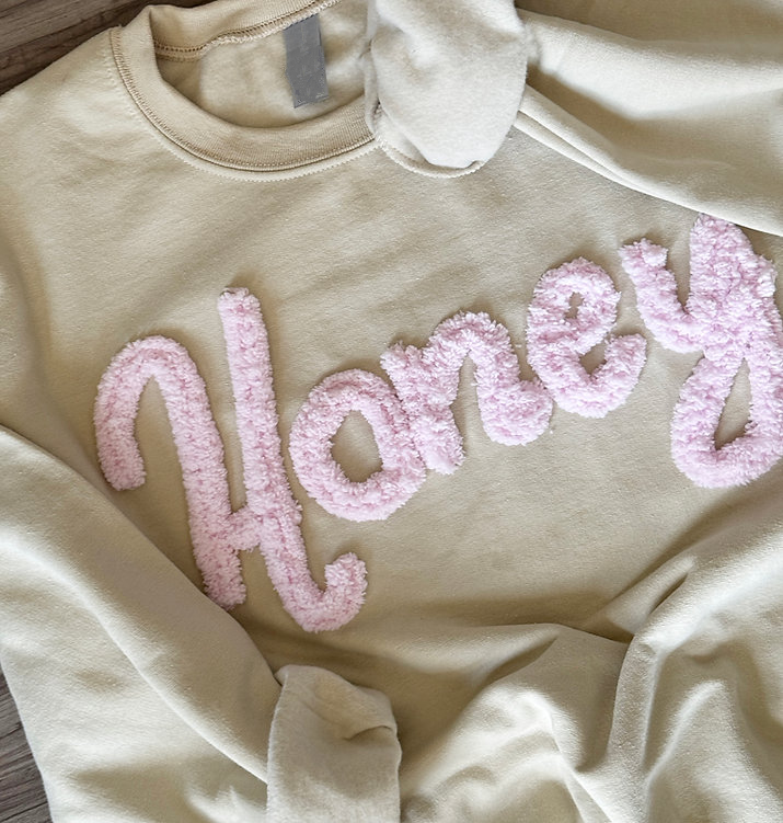 Custom Name Chenille Yarn Embroidered Sweatshirt
