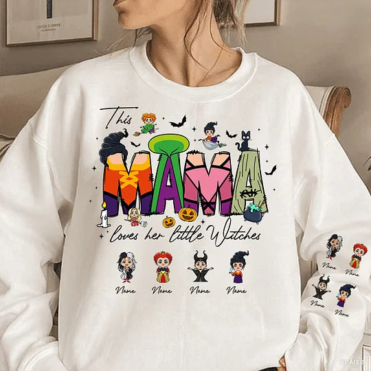Personalized This Mama Loves Her Little Witches Custom Halloween Mama Sweatshirt With Kids Name