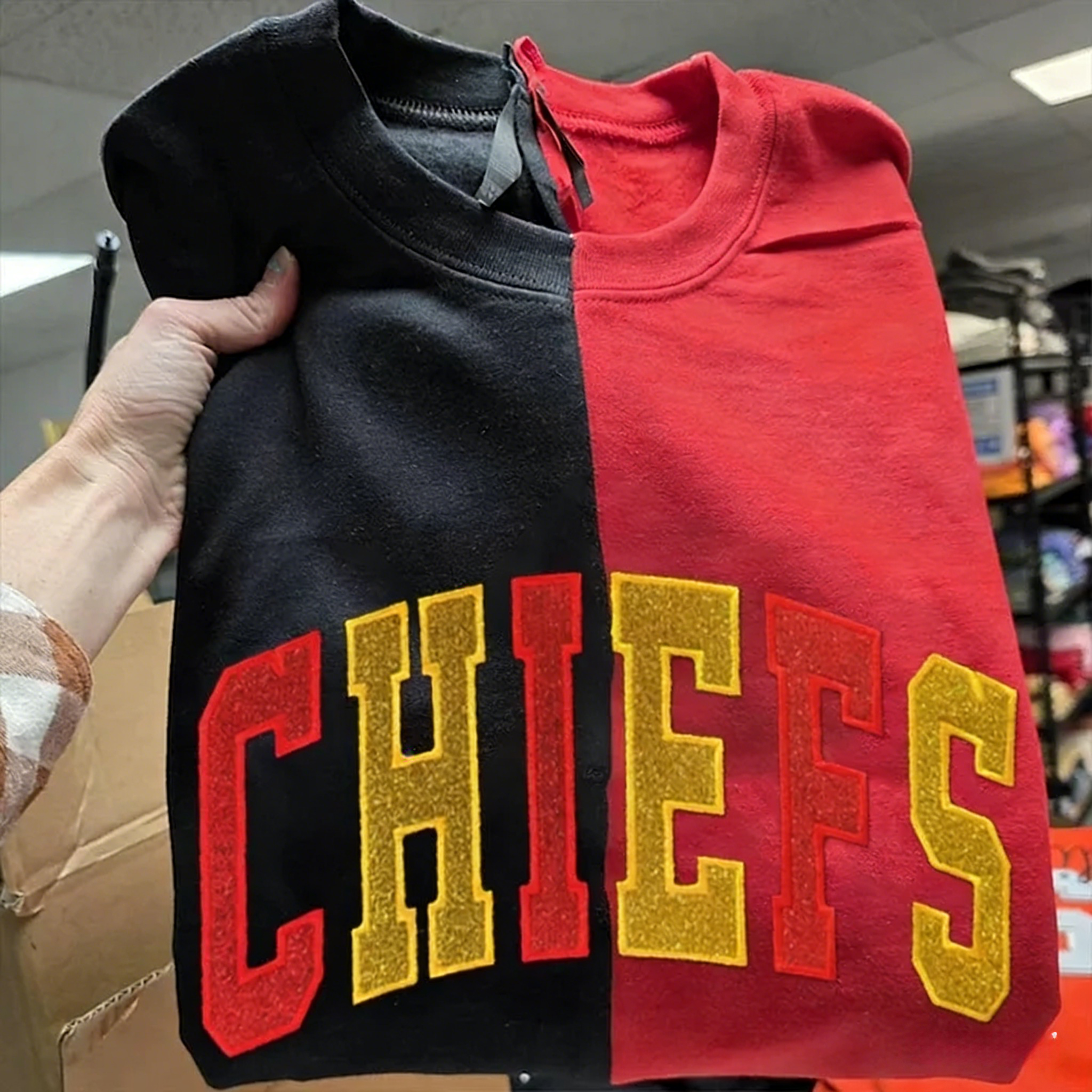 Personalized Two Color Mascot Glitter Applique Embroidered Sweatshirt