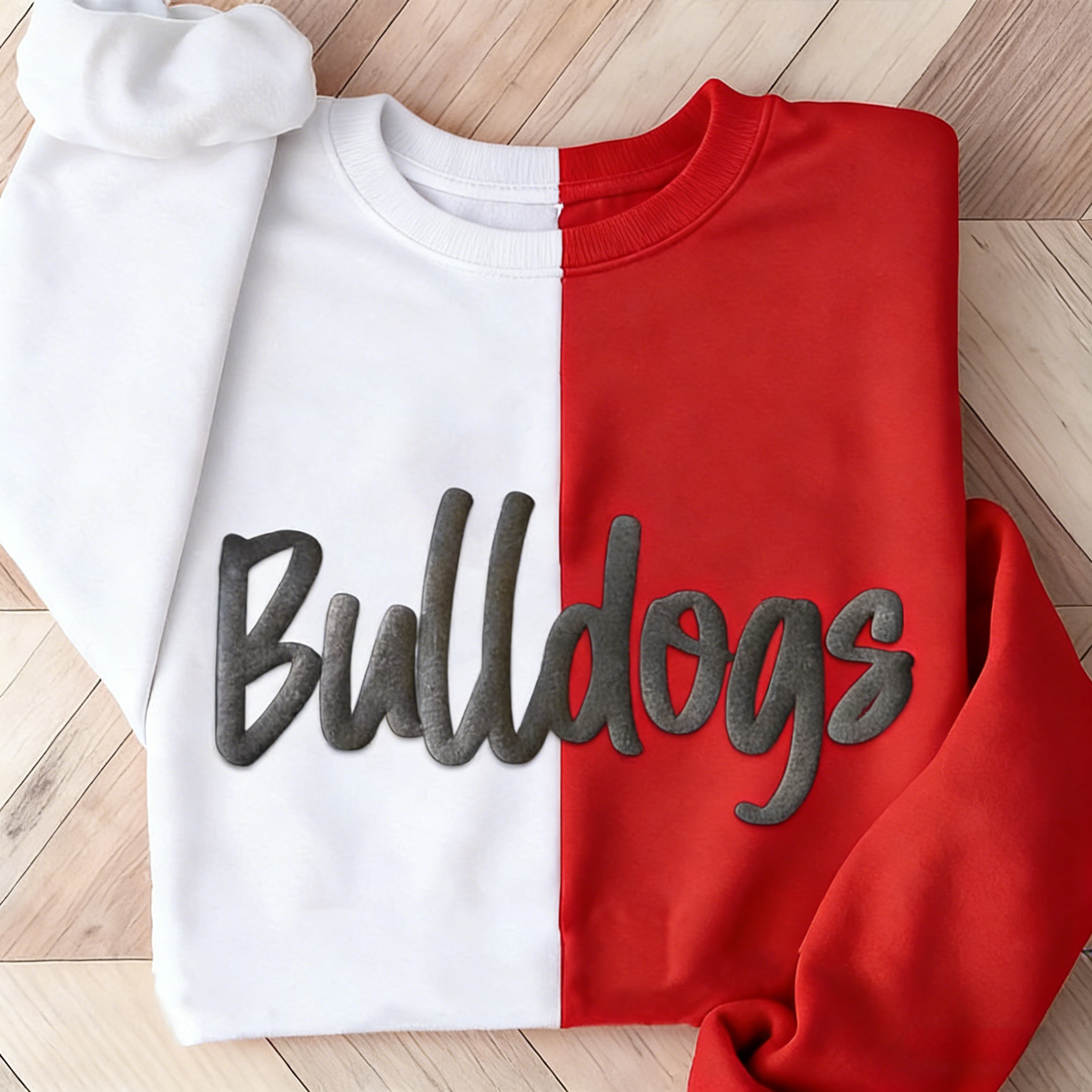 Personalized 3D Puff Print Team Name Sweatshirt Puff Two-Tone Split Sweatshirt