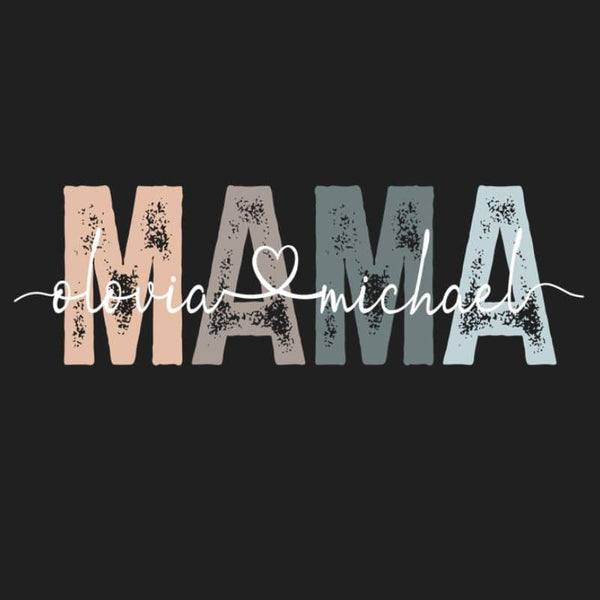 Custom Vintage Photo MAMA Tee with Kids Name, Personalized Mama T-shirt Gift for Mother's Day